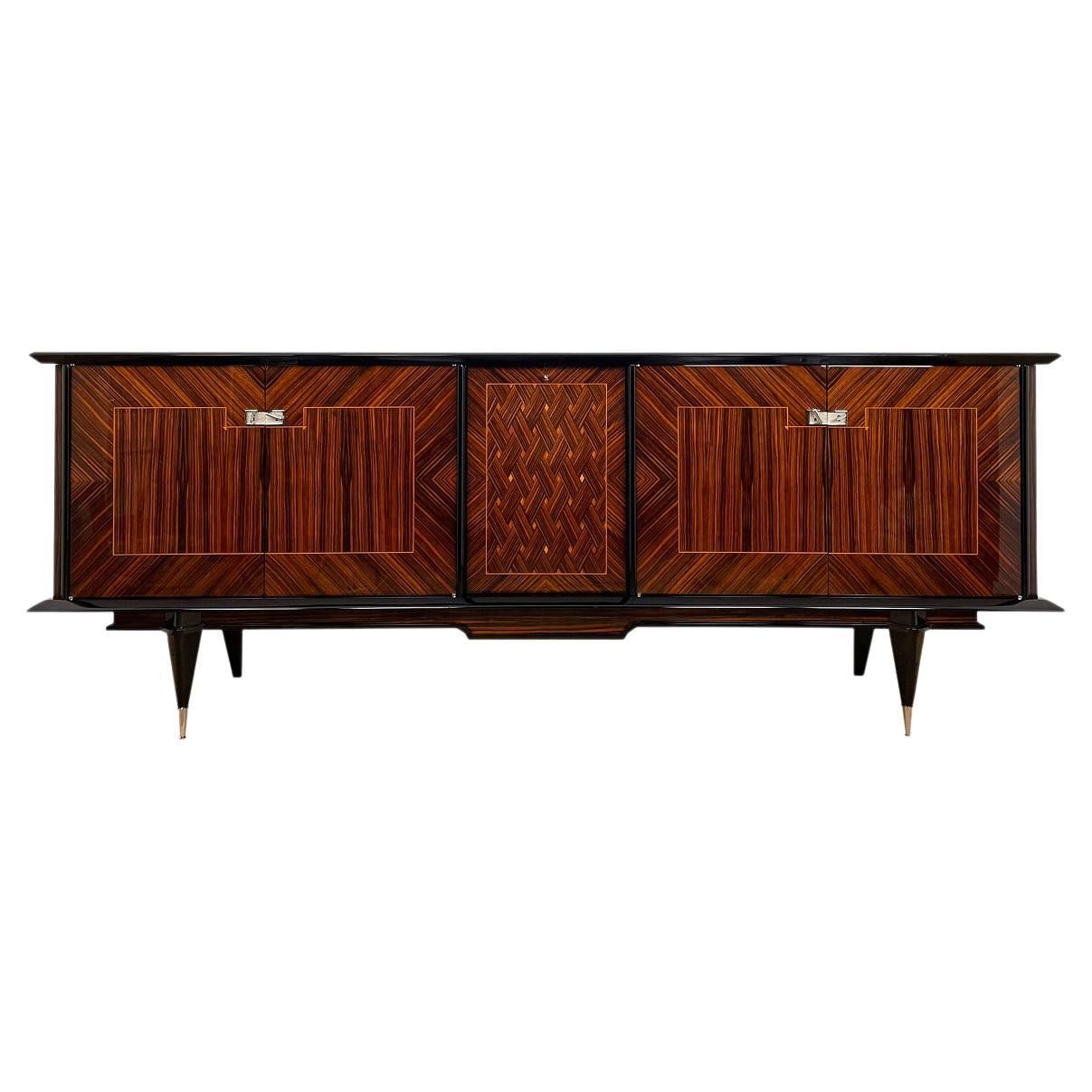 Sideboard from the 50s in Art Deco Style with Macassar Veneer, Mid Century