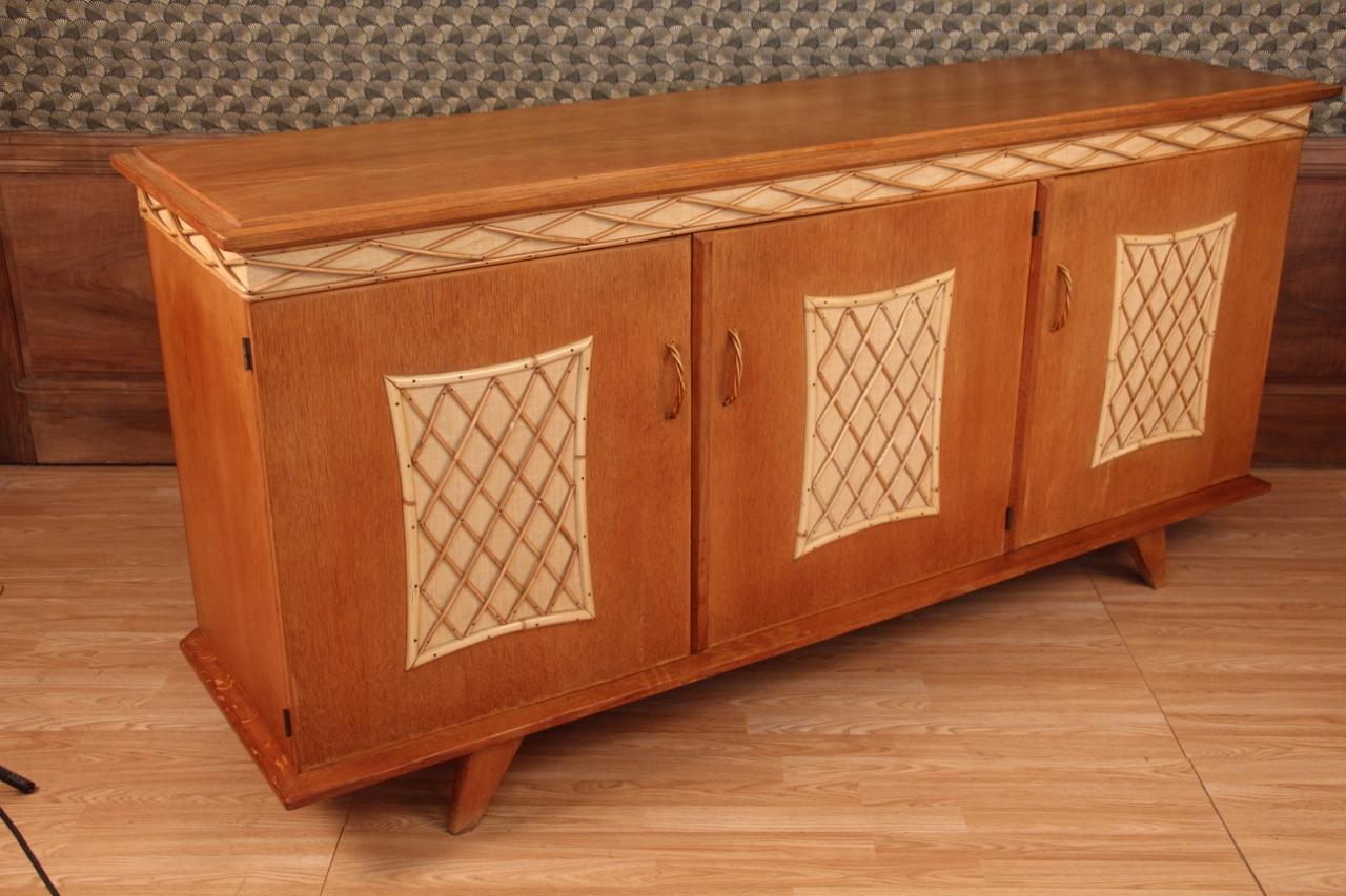 Wood Sideboard From The 60s Attributed To Audoux Minet For Sale