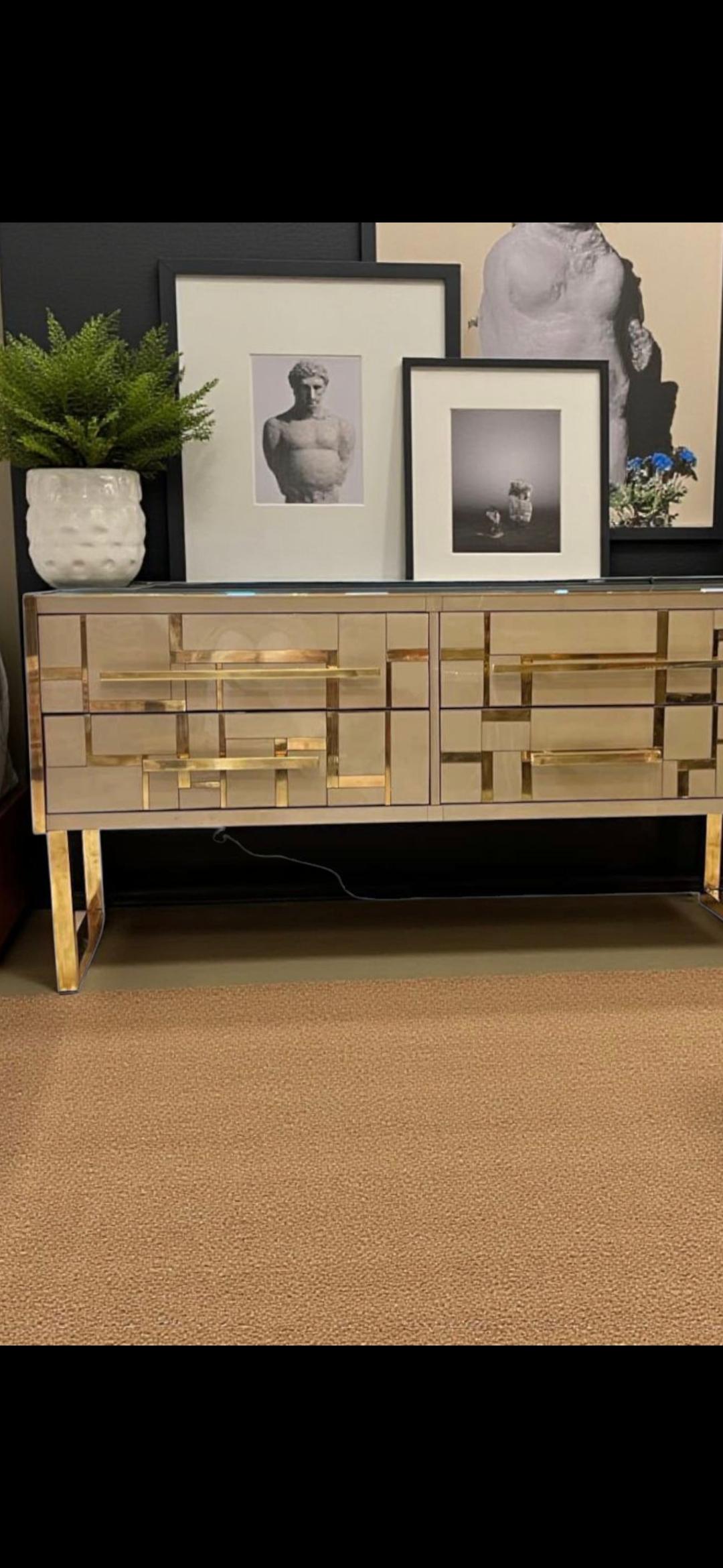 Sideboard Gold und Messing Glas Designer Justfurnituress Custom Handmade im Angebot 4