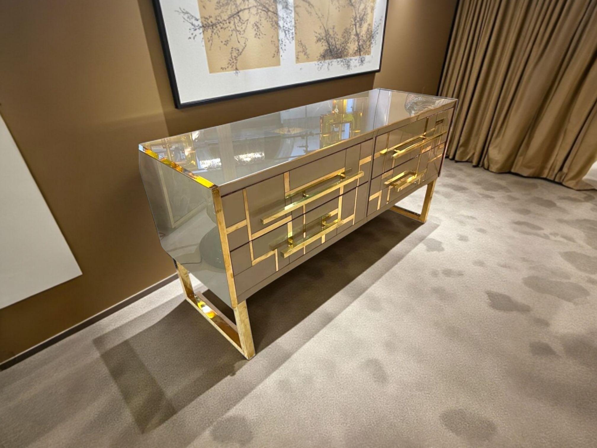 Sideboard Gold und Messing Glas Designer Justfurnituress Custom Handmade im Angebot 6