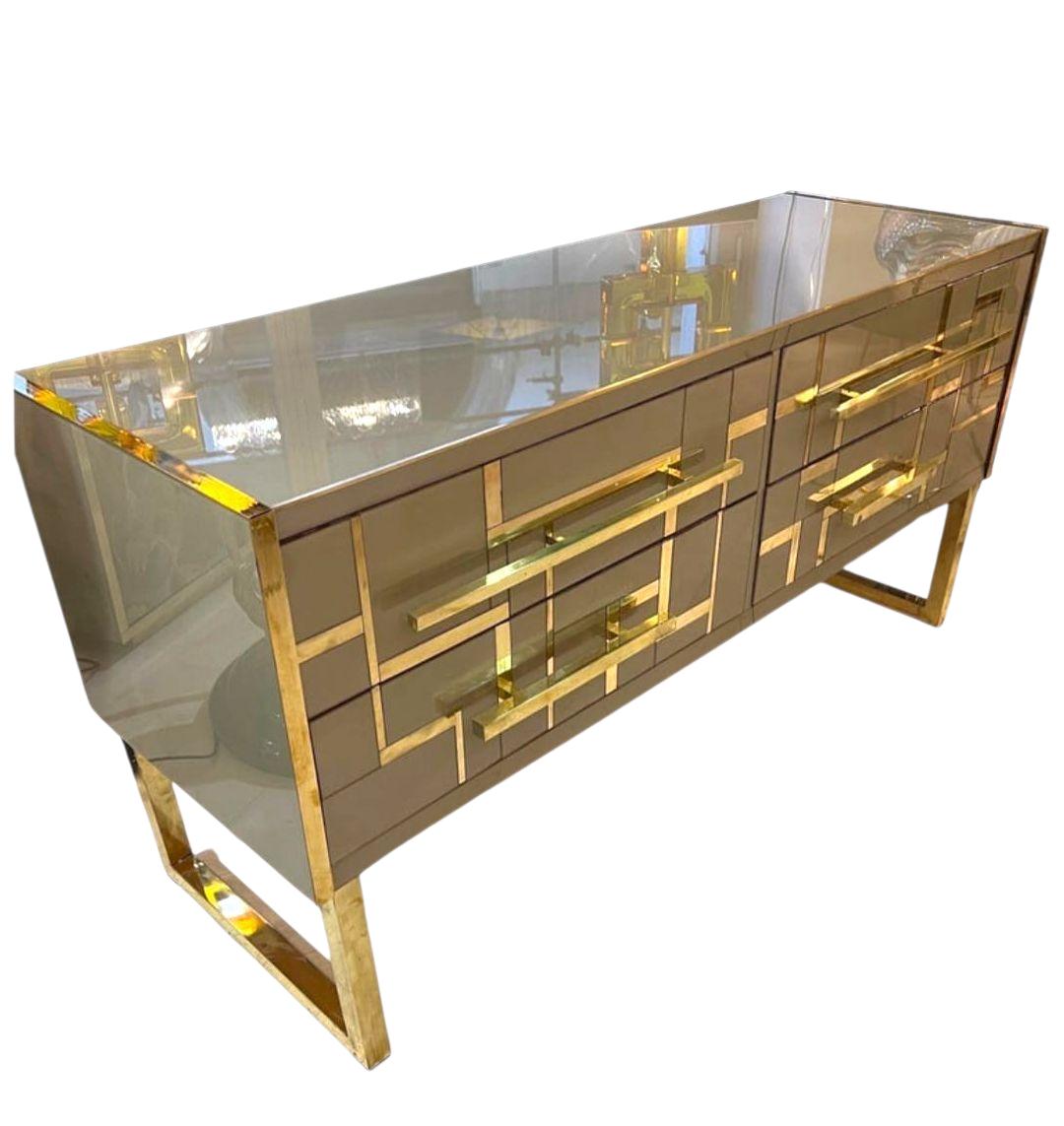 Sideboard Gold und Messing Glas Designer Justfurnituress Custom Handmade (Moderne der Mitte des Jahrhunderts) im Angebot