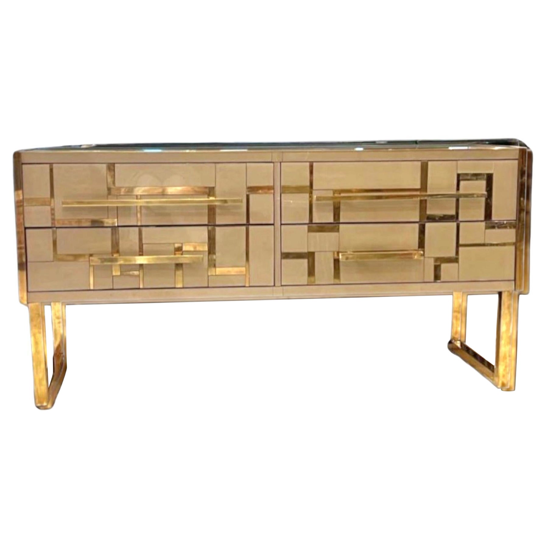Sideboard Gold and Brass Glass Designer Justfurnituress Custom Handmade