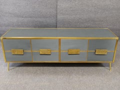 Aparador Mueble gris con puertas de cristal de Murano 'Grisinato Style' Made in Italy