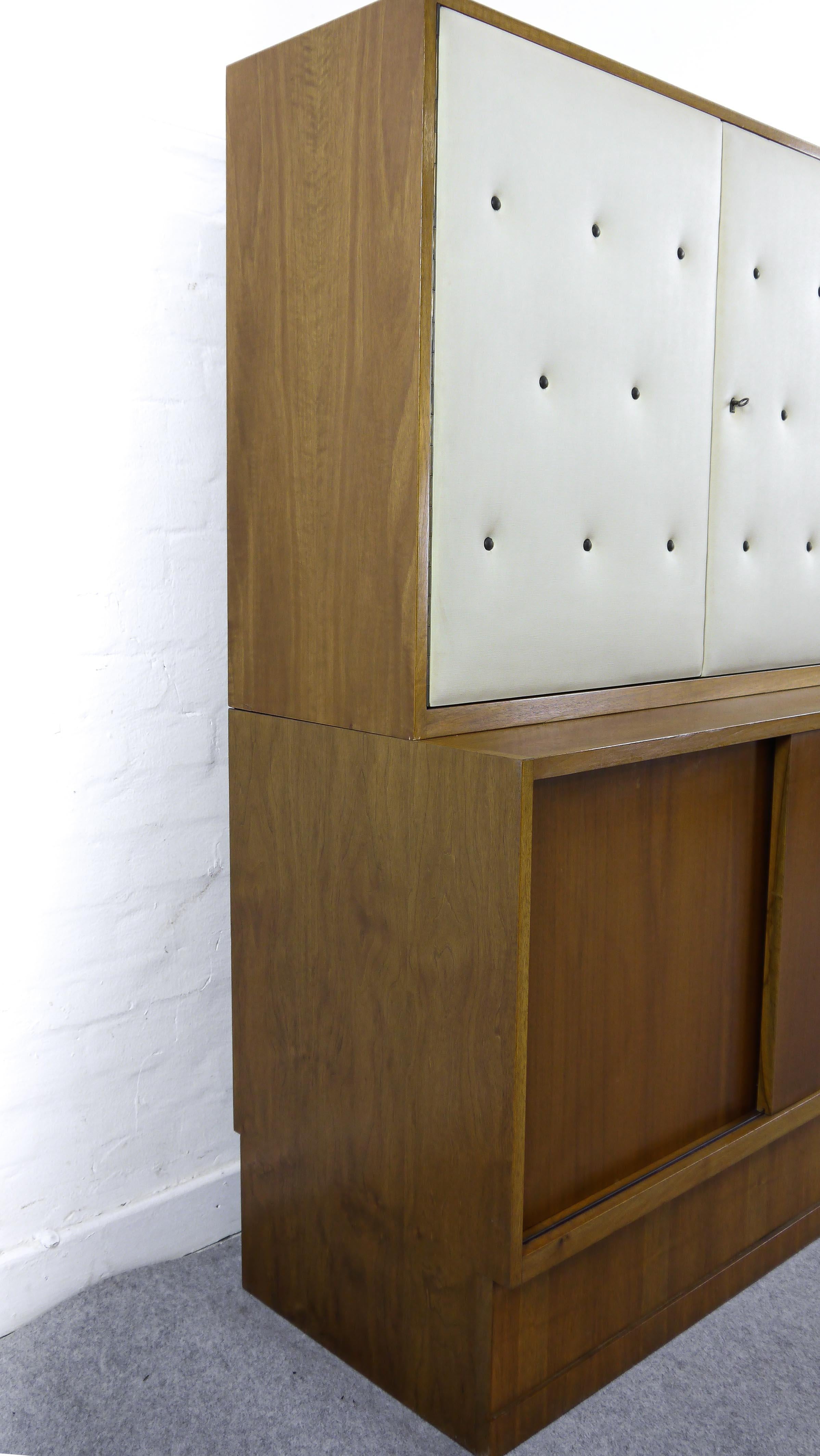 Nutwood Sideboard-Highboard with Bar by Franz Ehrlich for DW Hellerau, Bauhaus For Sale