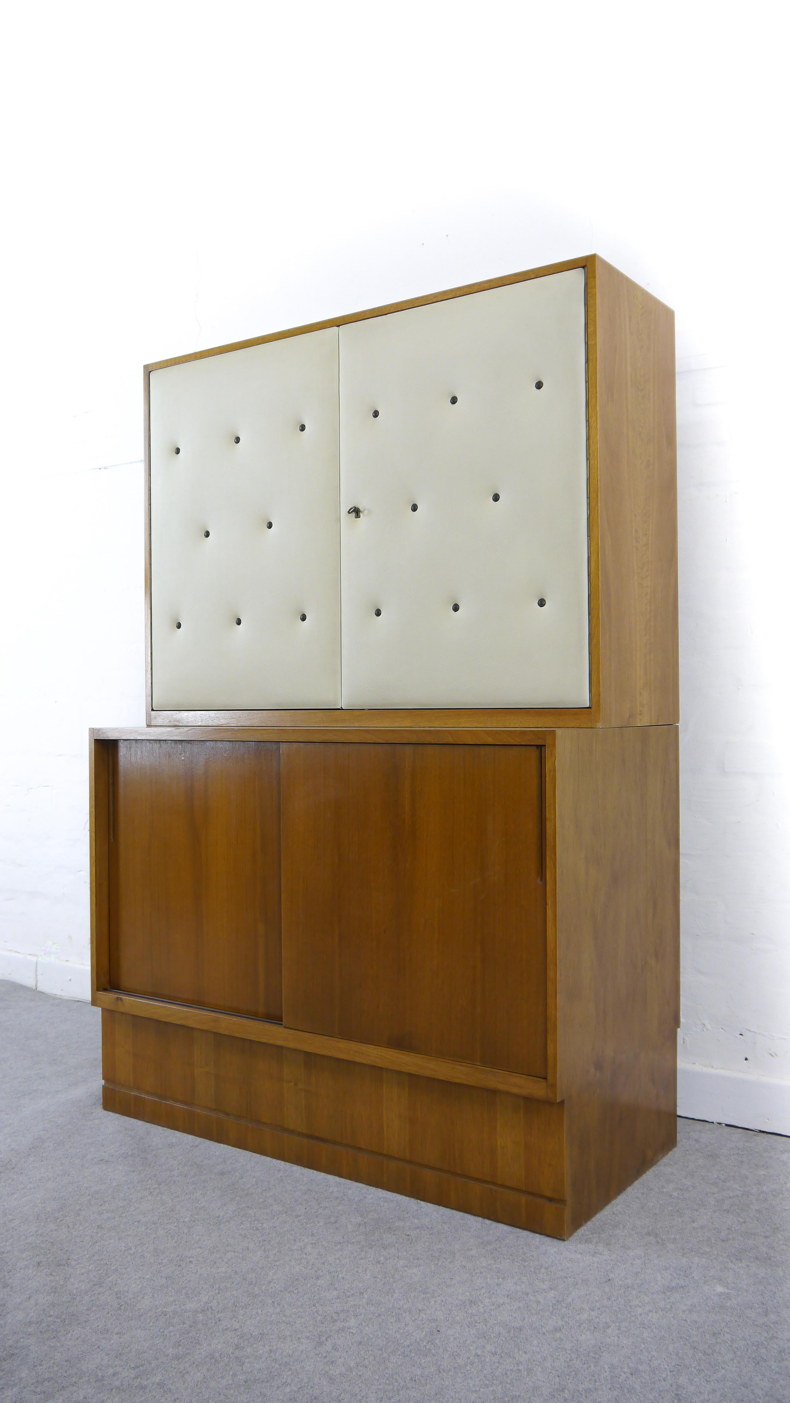 Mid-Century Modern Sideboard-Highboard with Bar by Franz Ehrlich for DW Hellerau, Bauhaus For Sale