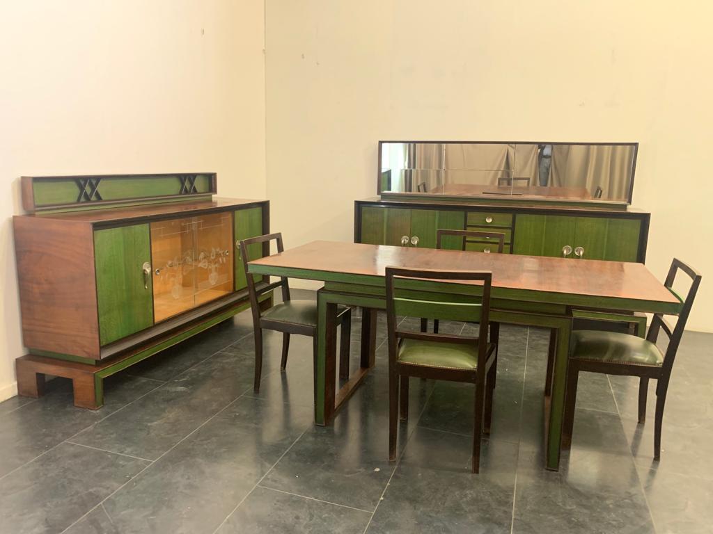 Sideboard in Art Deco Style in Green Rosewood, 1930s For Sale 4