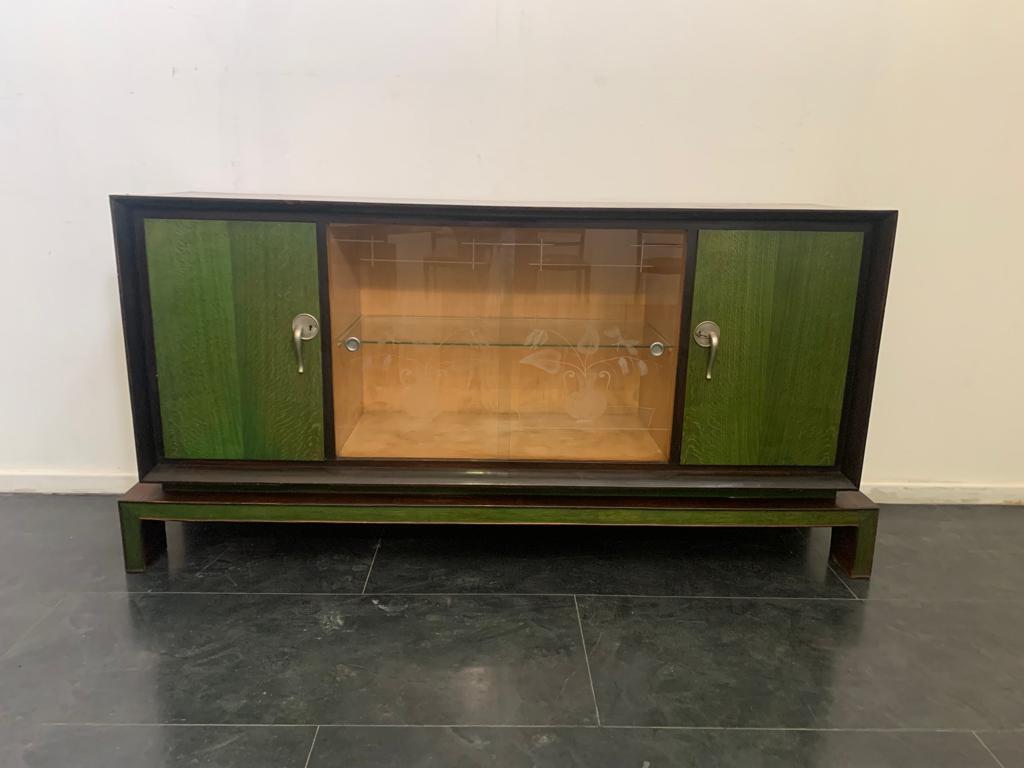 Credenza in stile Art Déco in legno di palissandro verde, anni '30 in vendita 2