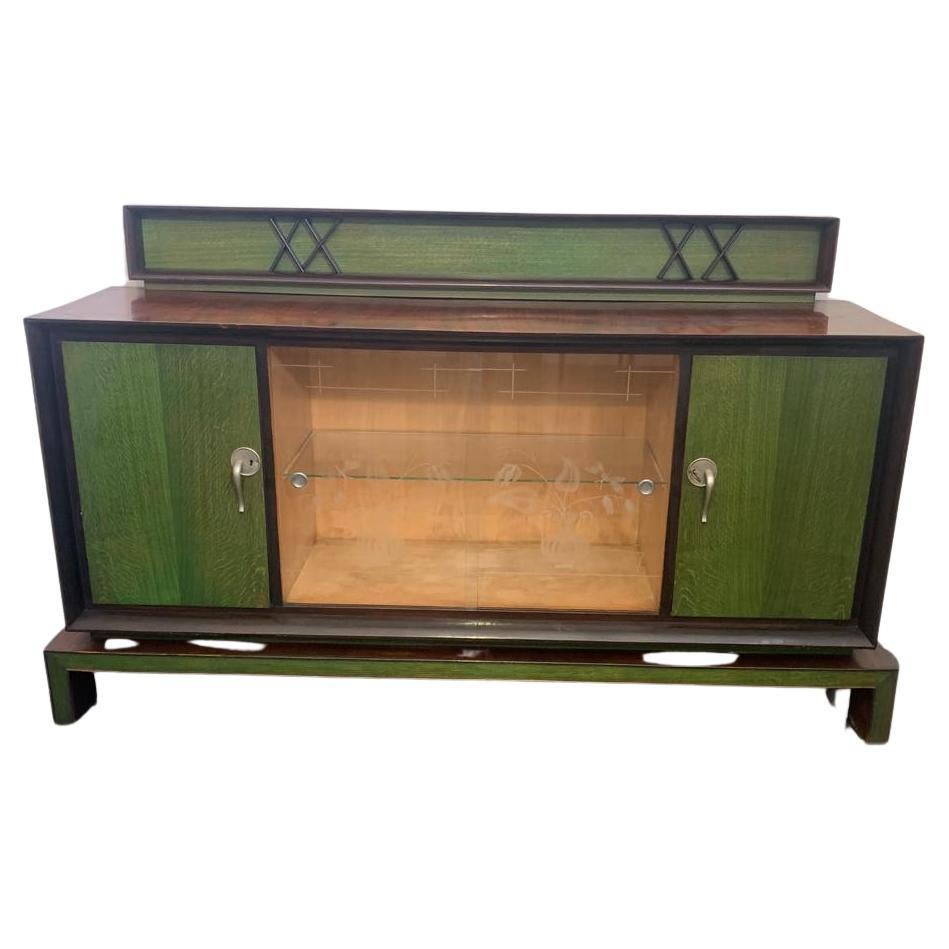 Sideboard in Art Deco Style in Green Rosewood, 1930s For Sale