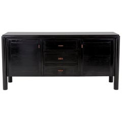 Sideboard in Black Lacquered Elm, 1950s