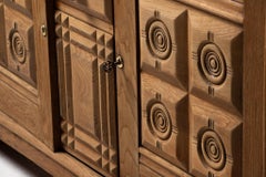 Dudouyt - Spirit - Buffet - Carved Oak - 1940 - France - Brutalist