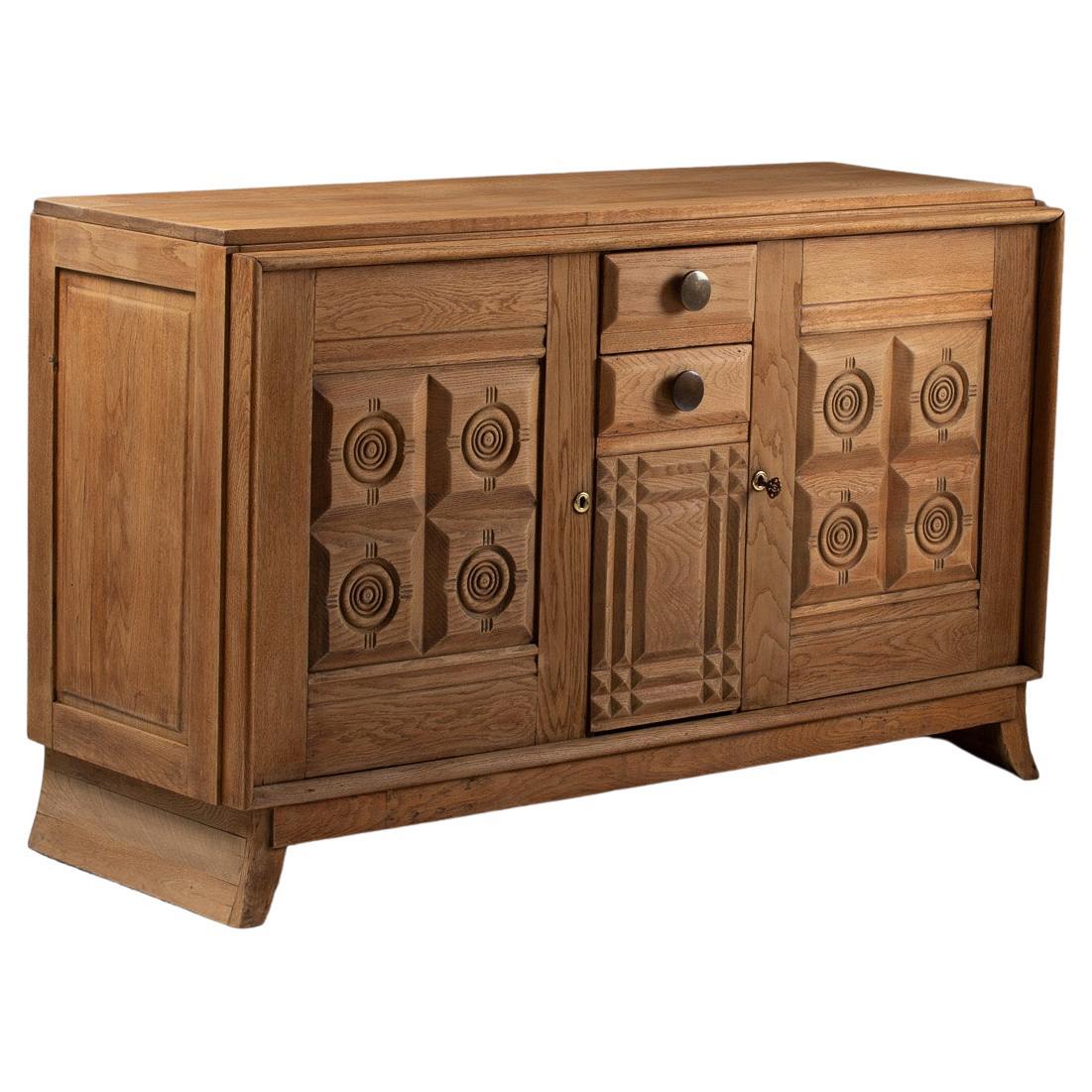 Sideboard in Carved Oak, France, 1960s