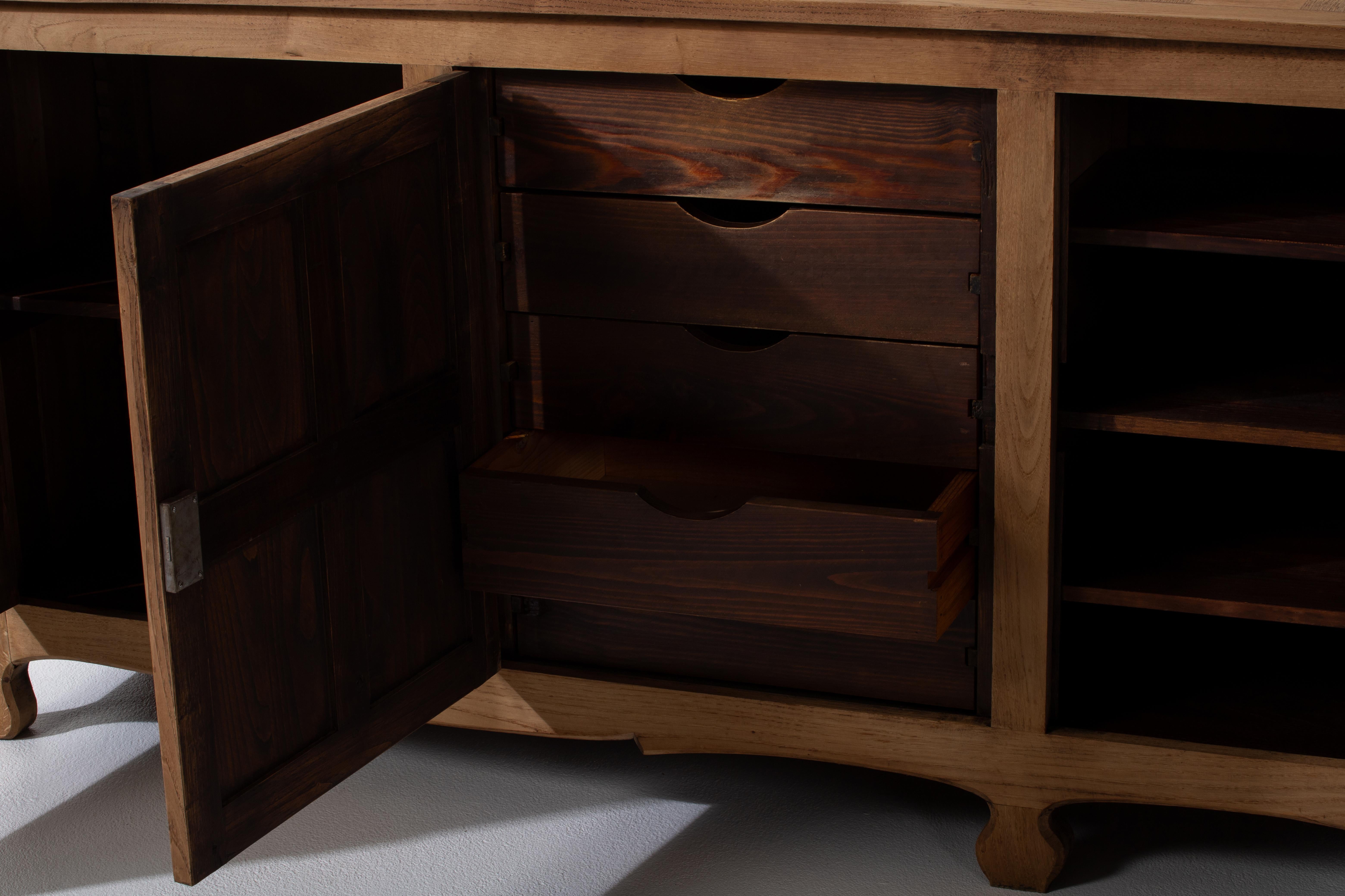 Spanish Sideboard in Carved Oak, Spain, 1940s