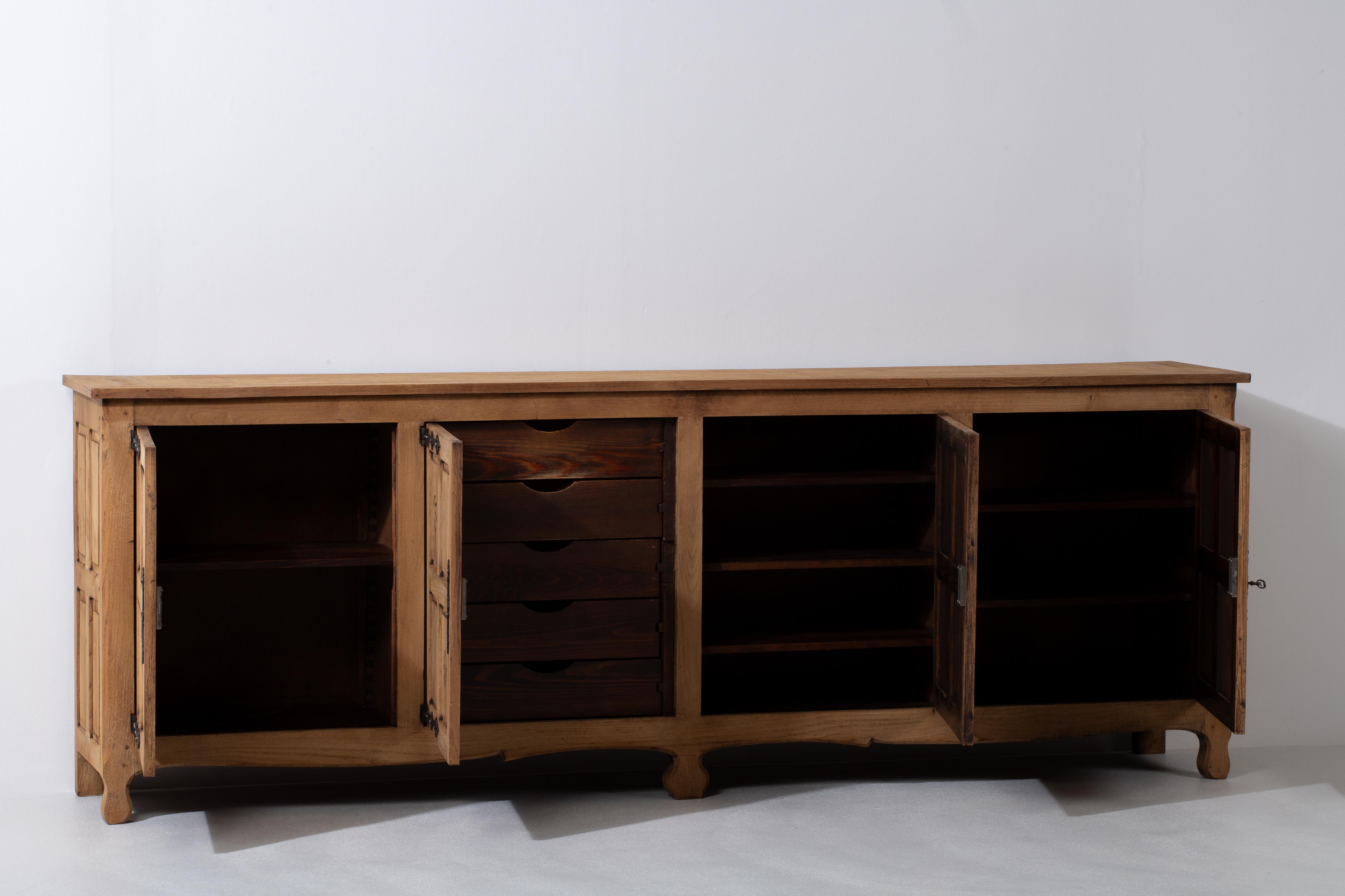 Sideboard in Carved Oak, Spain, 1940s 1