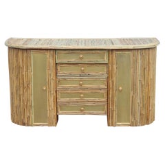 Sideboard In Concave Brass Bamboo Convex Laterally with Italian Design Drawers