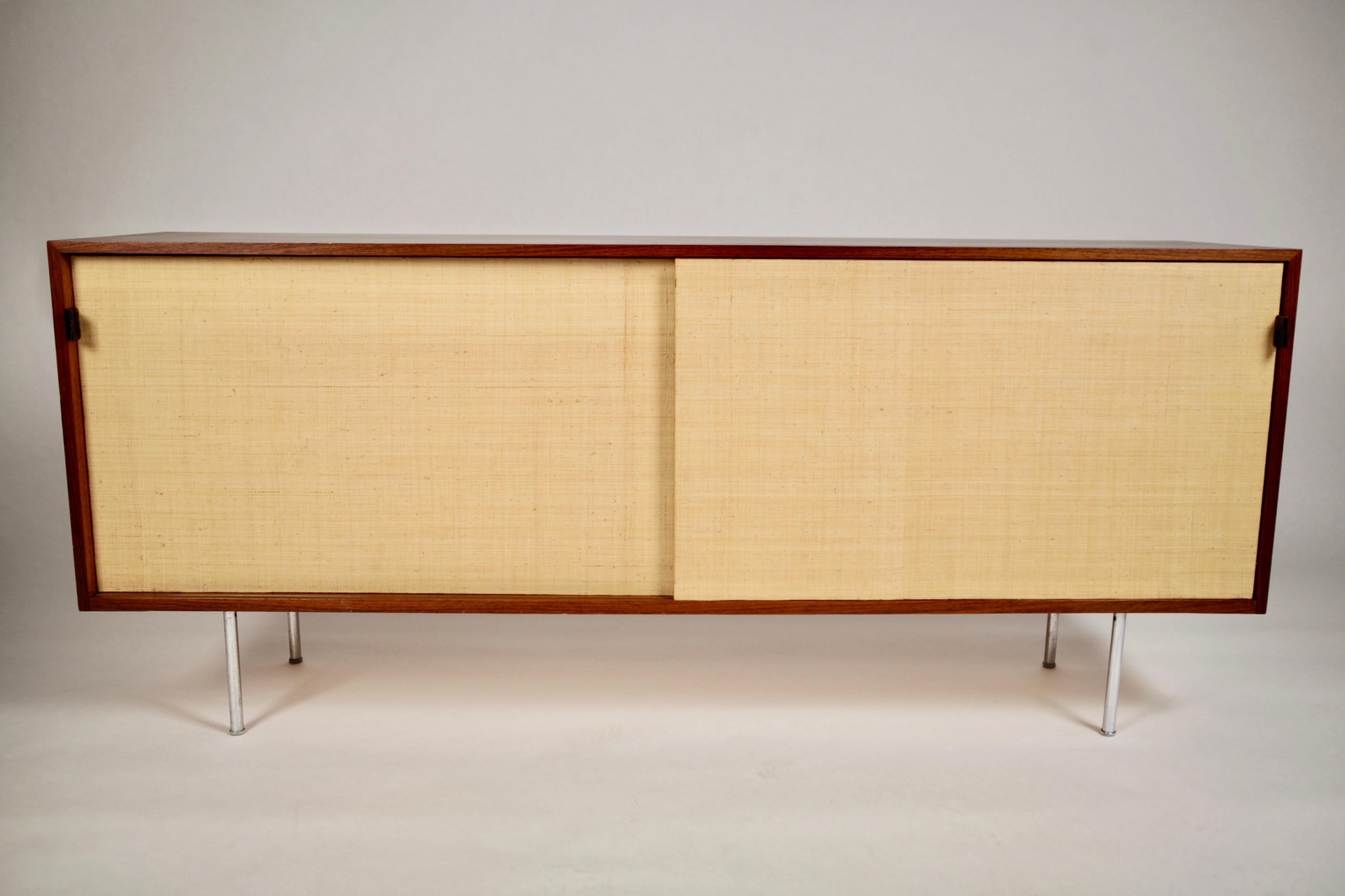 Sideboard in East Indian Rosewood & Seagrass by Florence Knoll, Designed 1947 For Sale 9