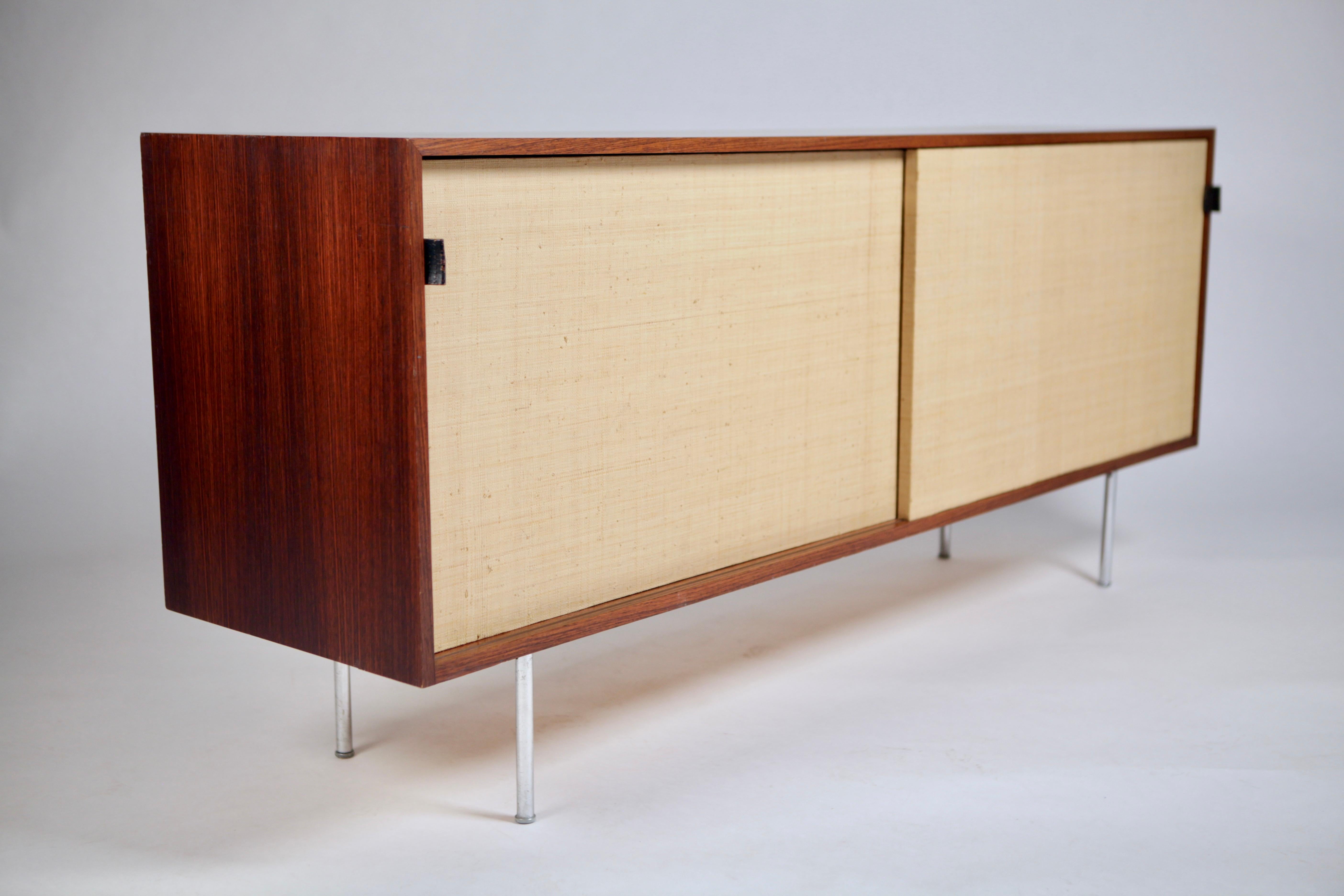 Sideboard in East Indian Rosewood & Seagrass by Florence Knoll, Designed 1947 For Sale 10