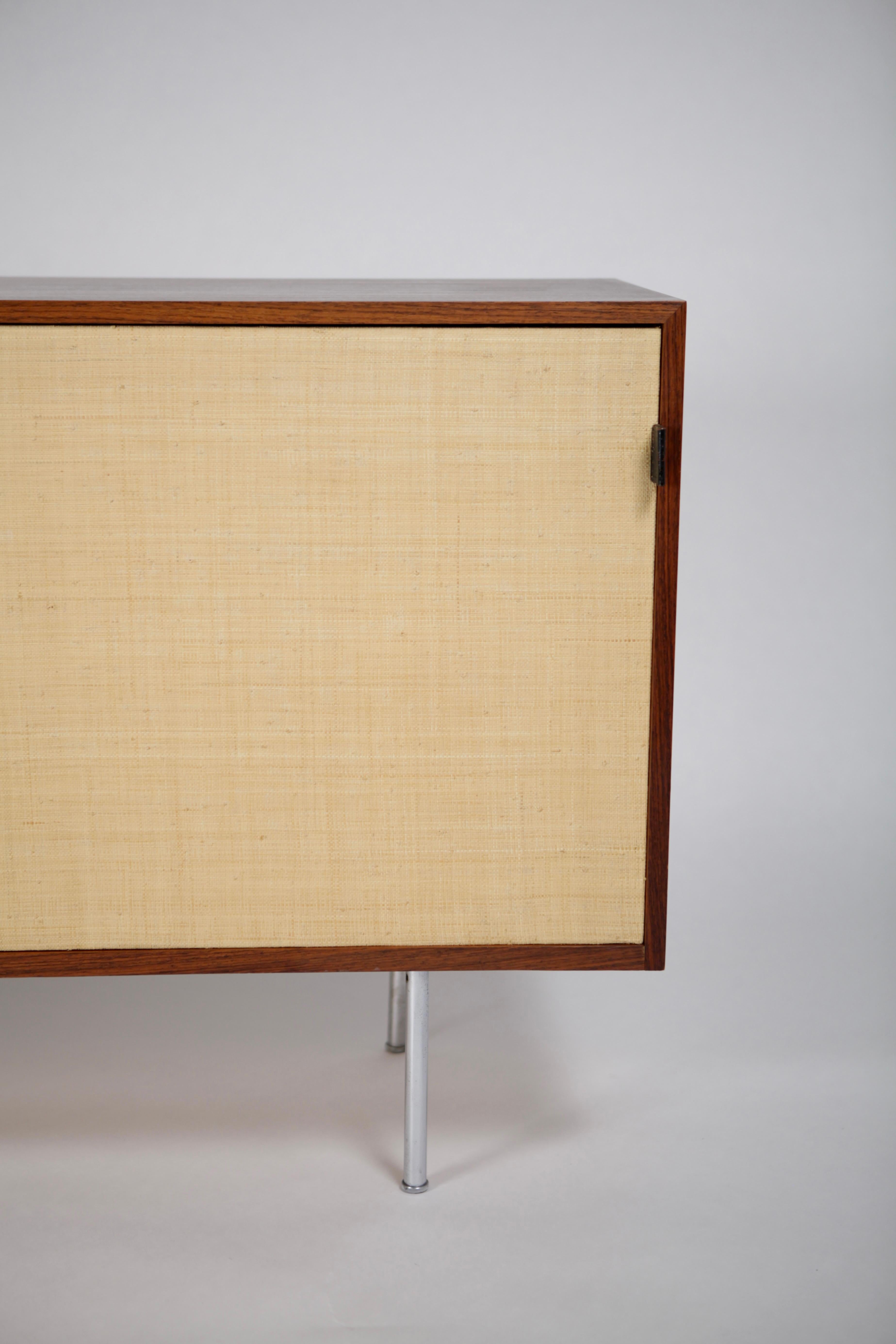 Mid-Century Modern Sideboard in East Indian Rosewood & Seagrass by Florence Knoll, Designed 1947 For Sale