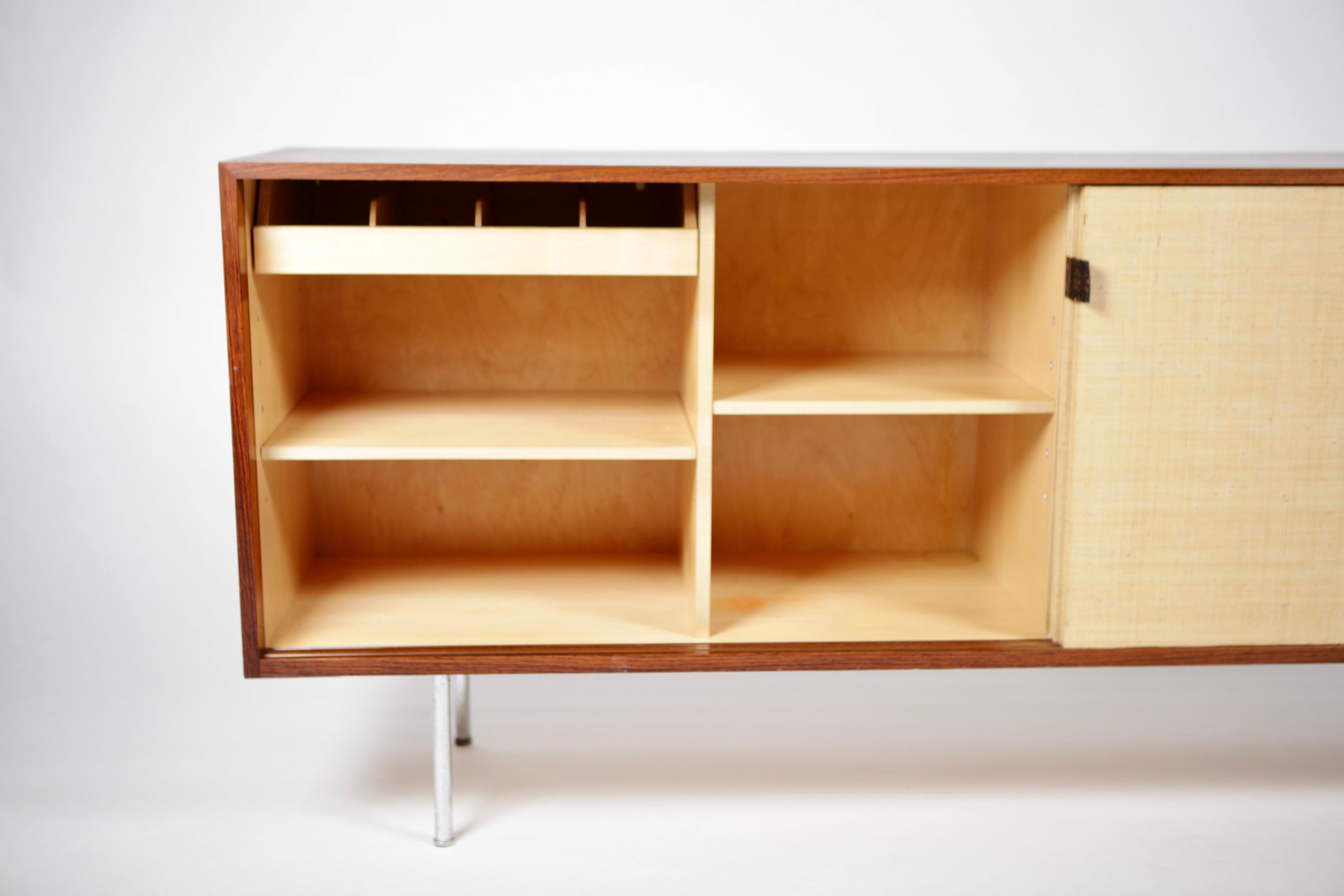 Mid-20th Century Sideboard in East Indian Rosewood & Seagrass by Florence Knoll, Designed 1947 For Sale