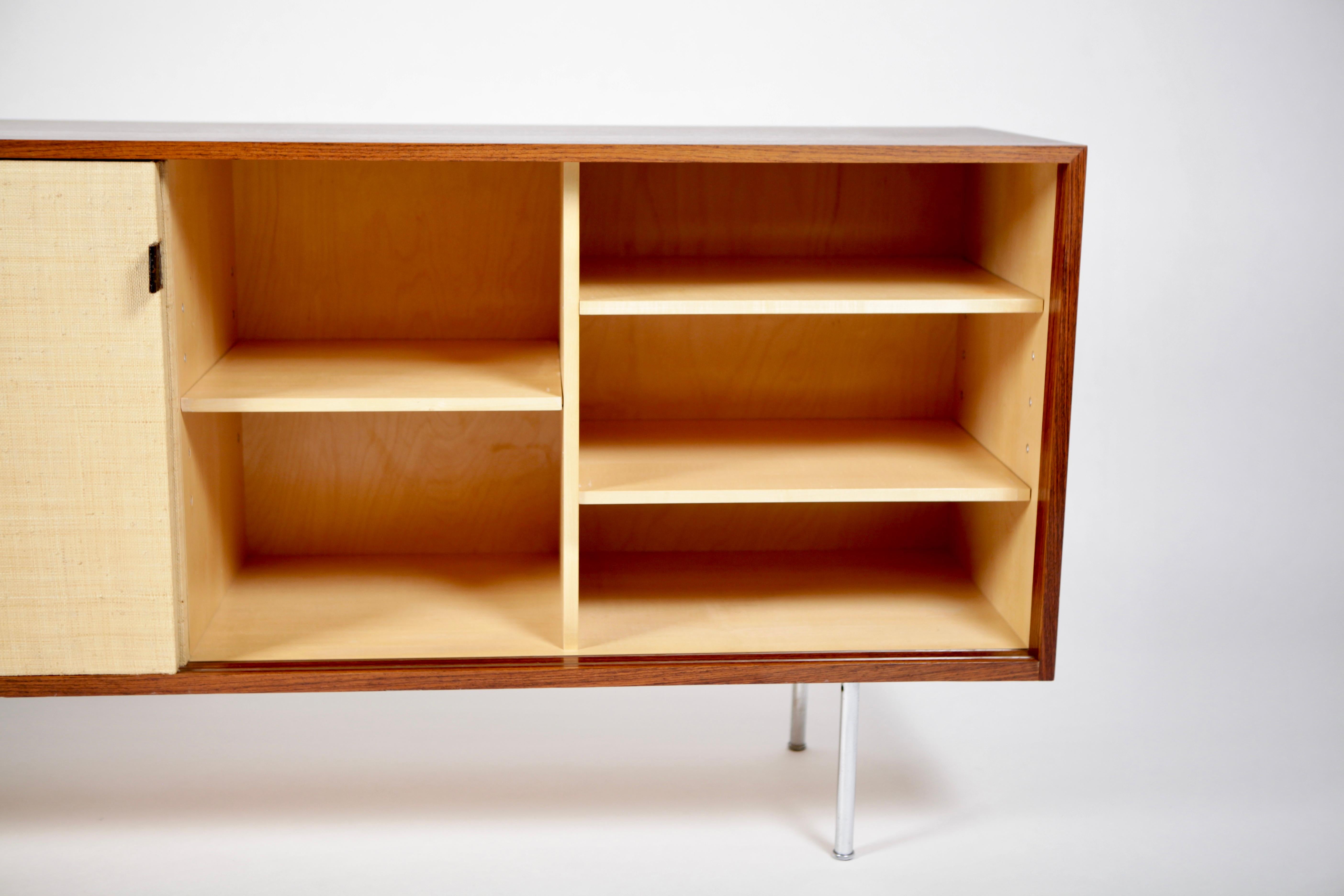 Leather Sideboard in East Indian Rosewood & Seagrass by Florence Knoll, Designed 1947 For Sale
