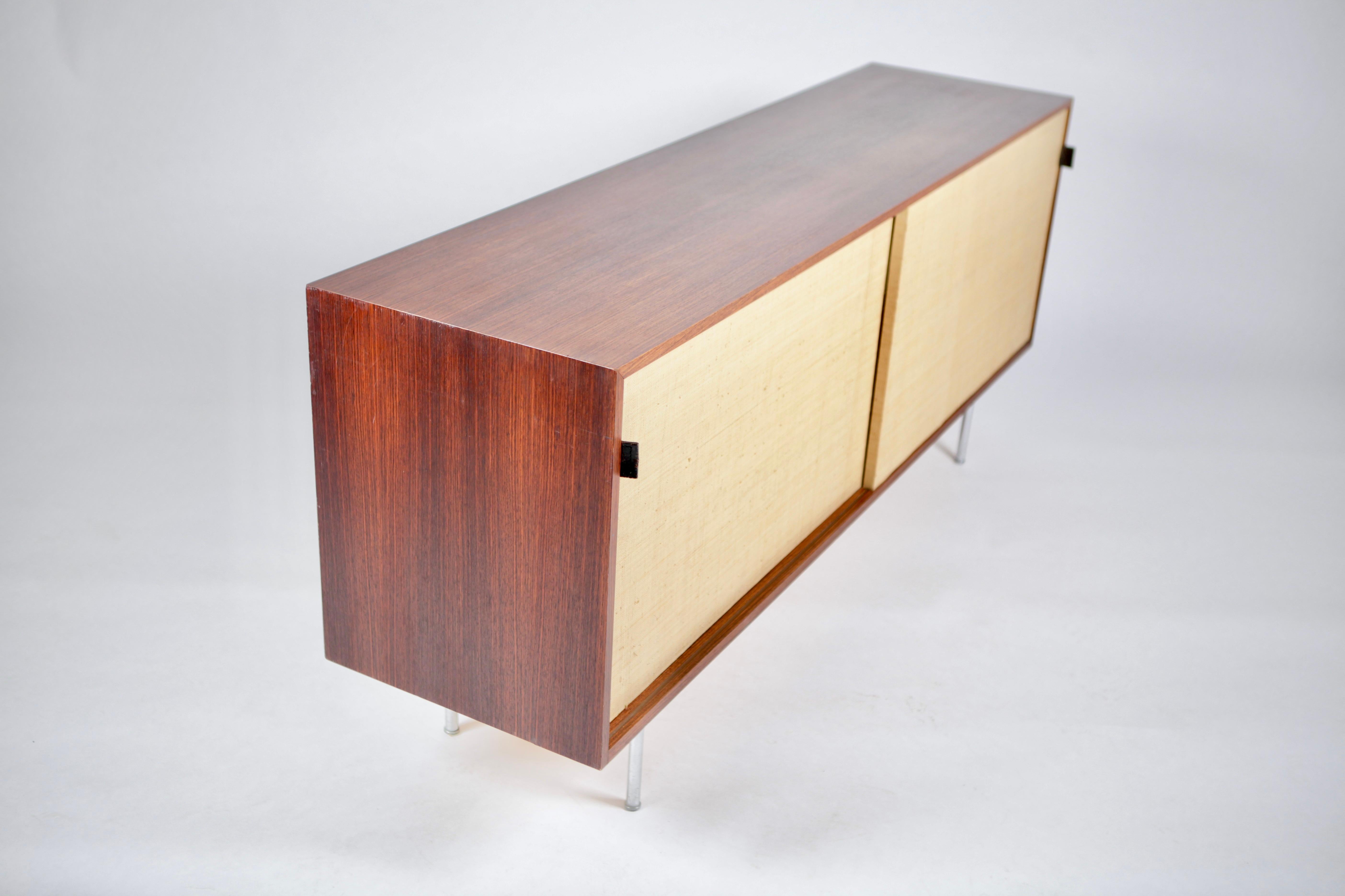 Sideboard in East Indian Rosewood & Seagrass by Florence Knoll, Designed 1947 For Sale 2