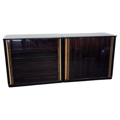 Vintage Sideboard In Macassar Ebony And Mother of Pearl Design Modernism 1970's