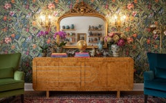 Sideboard in Exotic Burlwood with Brass Accents
