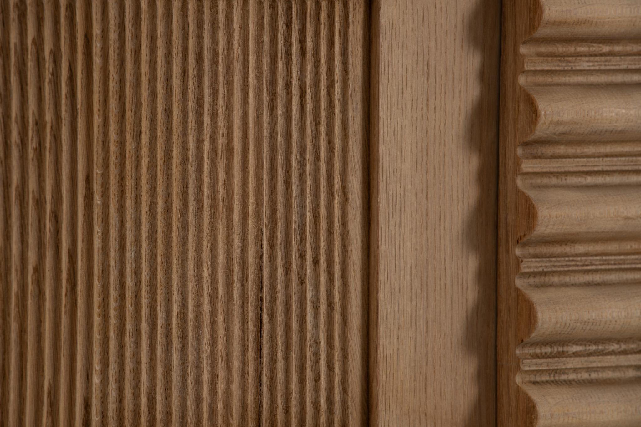 Sideboard in Fluted Oak and Iron, France, 1950s (Französisch) im Angebot