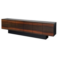 Sideboard in Glossy Lacquered Wood and Walnut 
