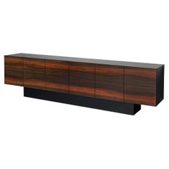 Sideboard in Glossy Lacquered Wood and Walnut