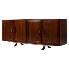 Sideboard in Mahogany and Walnut and Metal Base, Italy 1960s