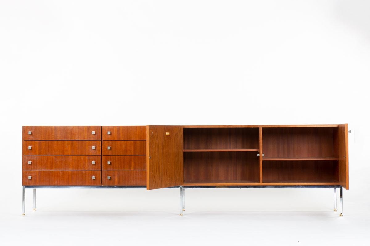 Laiton Buffet en acajou de Luigi Bartolini, années 1960 en vente