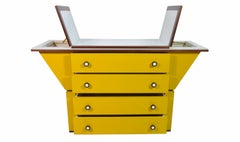 Sideboard in Natural Larch Wood Covered in Yellow and White Laminate Italy, 1960