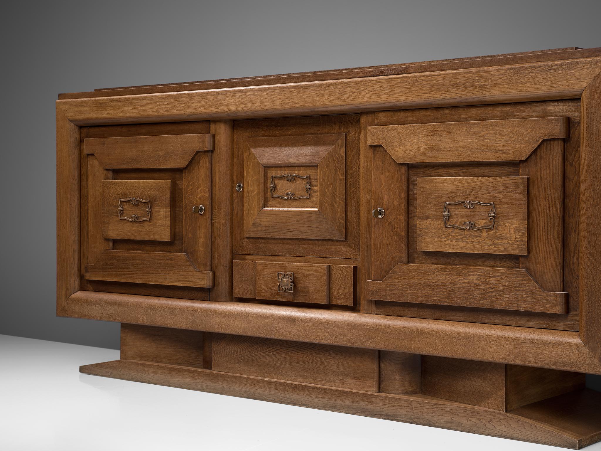 French Sideboard in Oak, by Charles Dudouyt, France, 1930s
