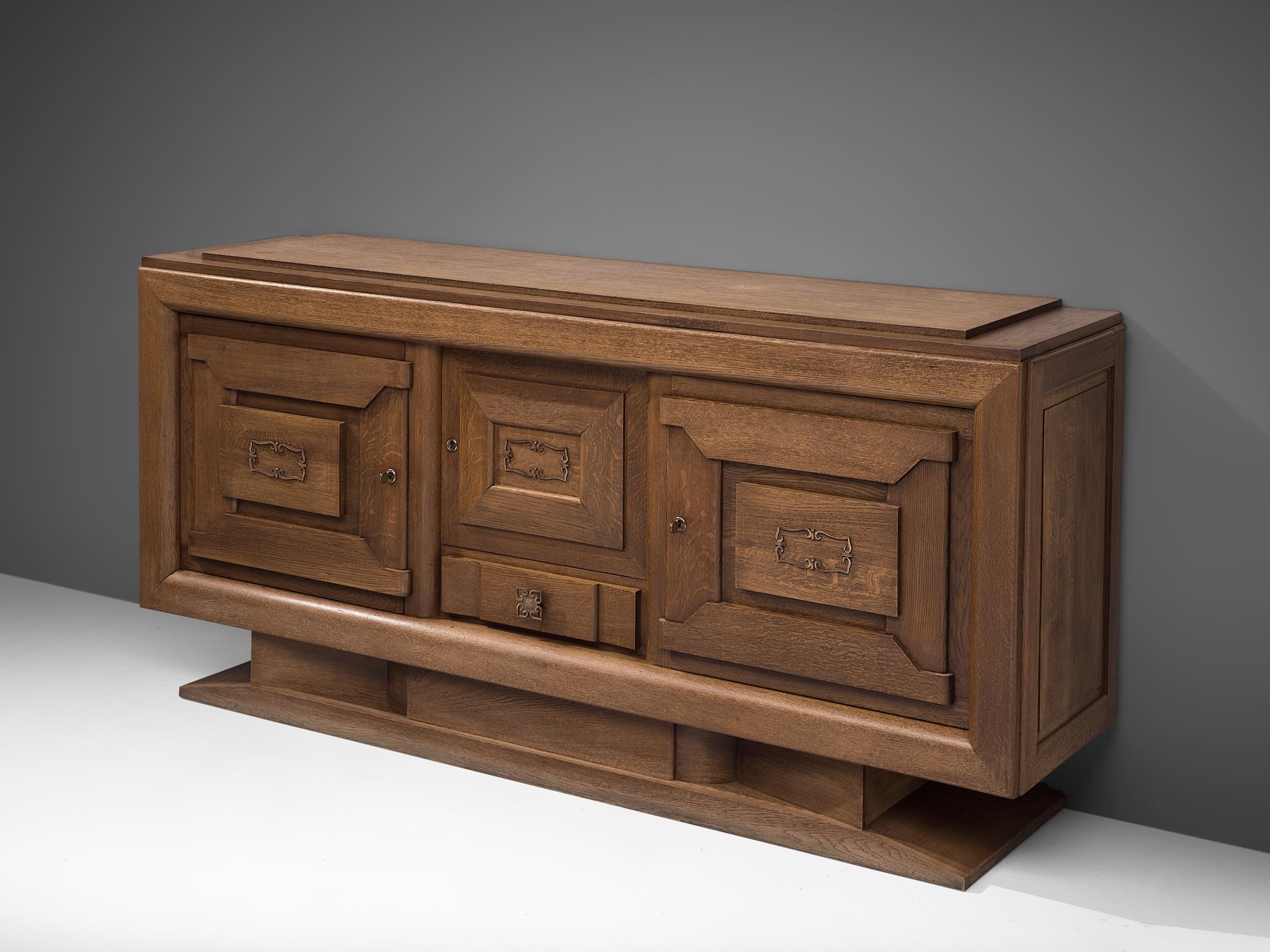 Mid-20th Century Sideboard in Oak, by Charles Dudouyt, France, 1930s