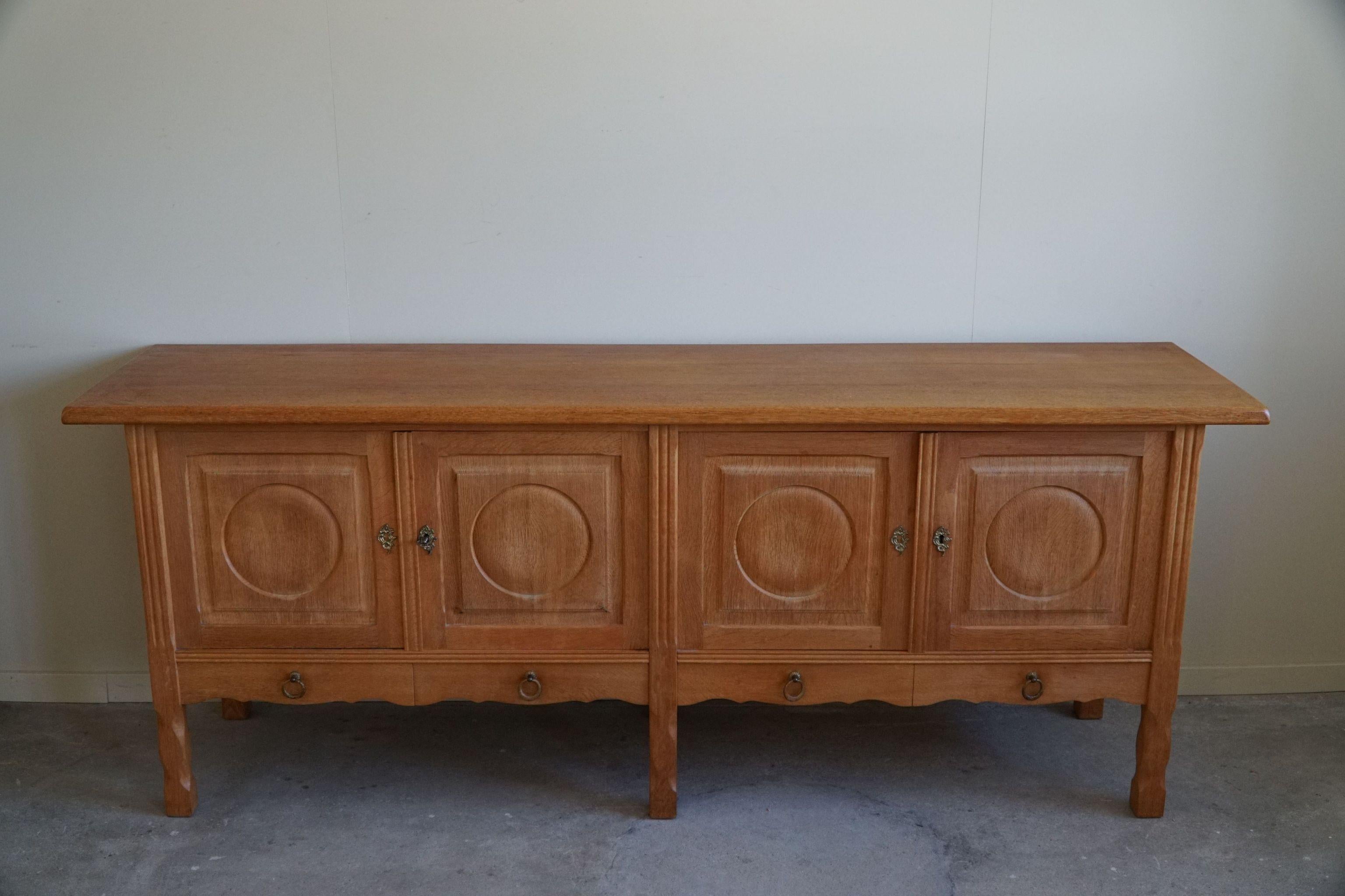 Sideboard in Oak, Mid Century, Made by a Danish Cabinetmaker, Brutalist, 1960s For Sale 5