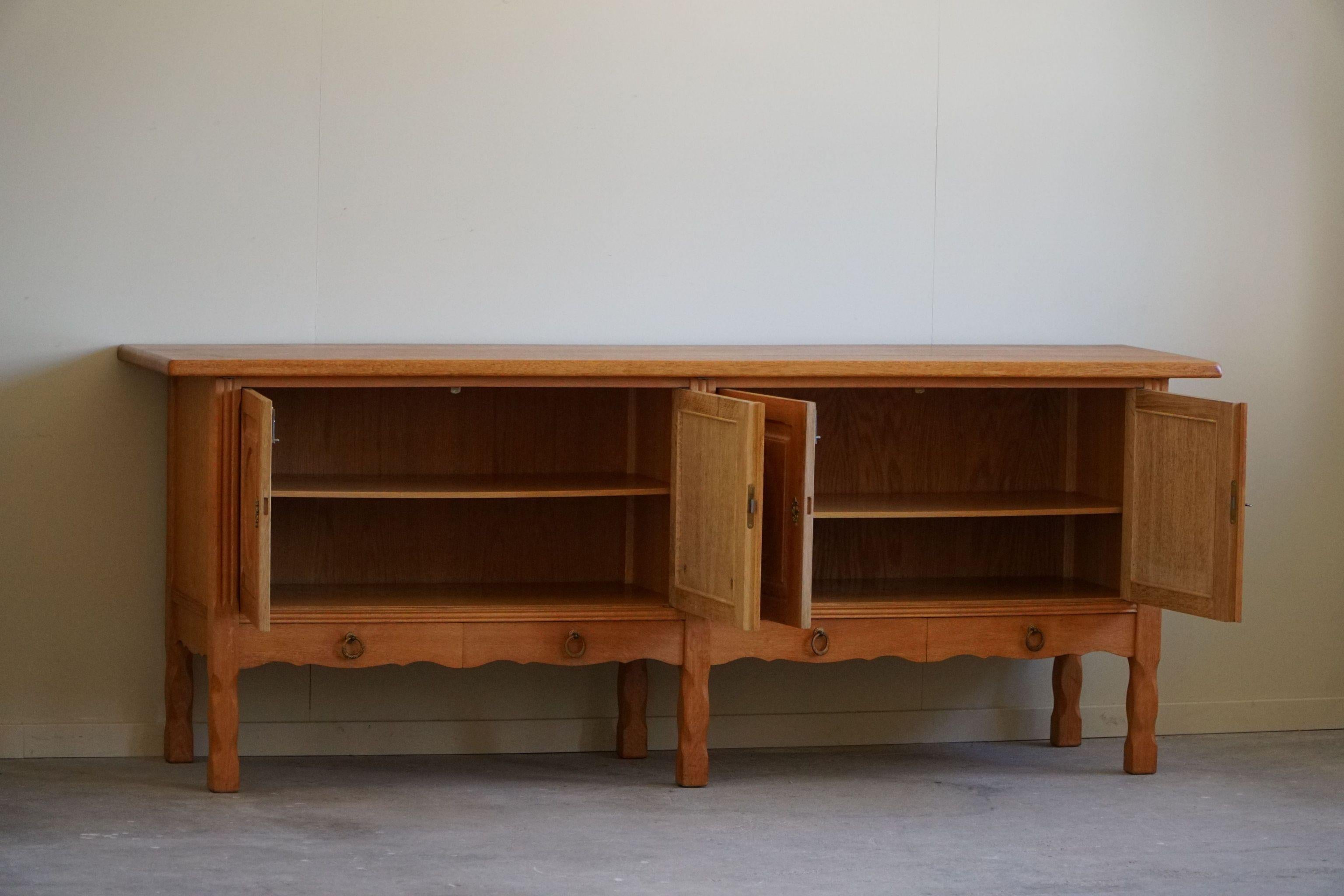 Sideboard in Oak, Mid Century, Made by a Danish Cabinetmaker, Brutalist, 1960s For Sale 6