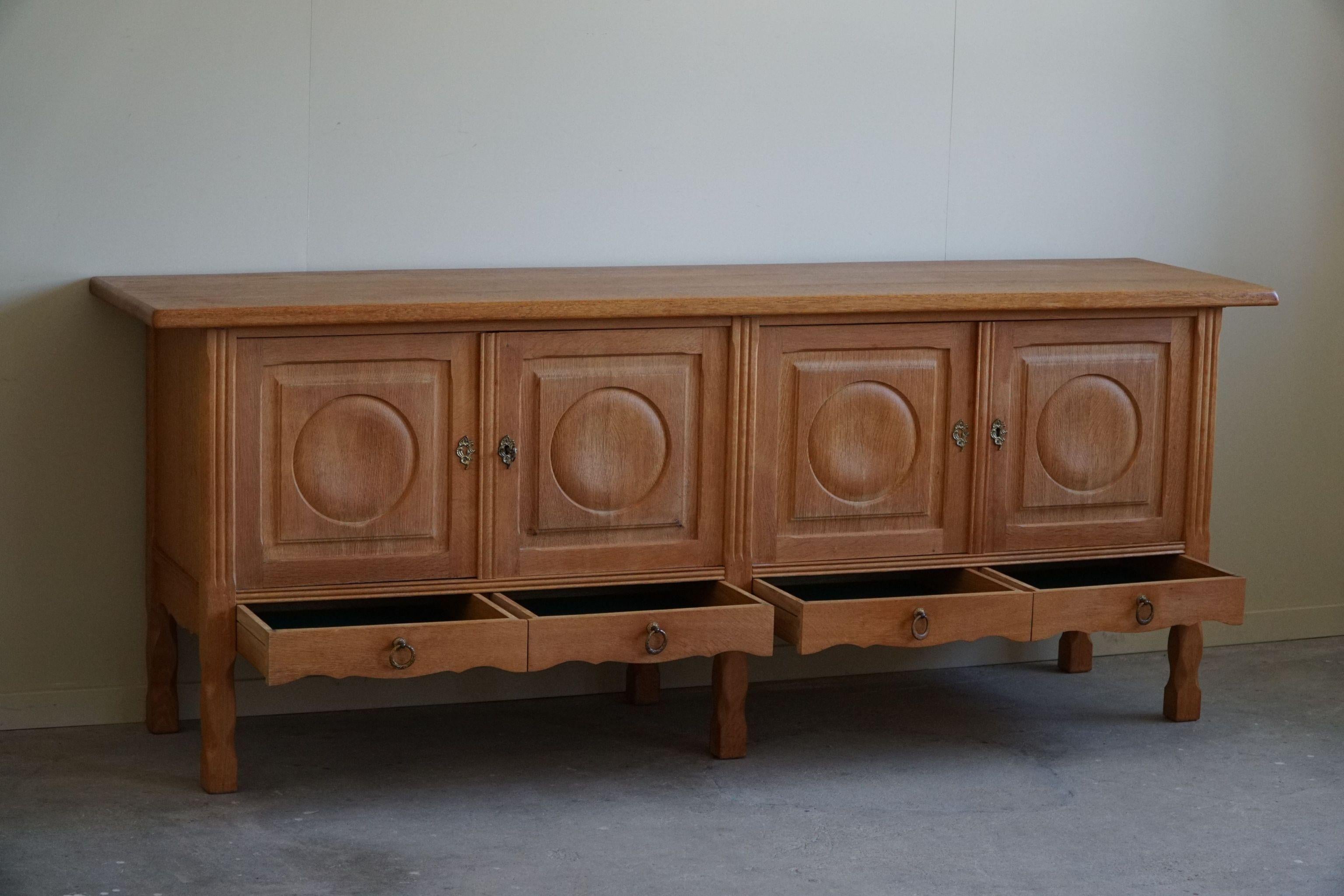 Sideboard in Oak, Mid Century, Made by a Danish Cabinetmaker, Brutalist, 1960s For Sale 7