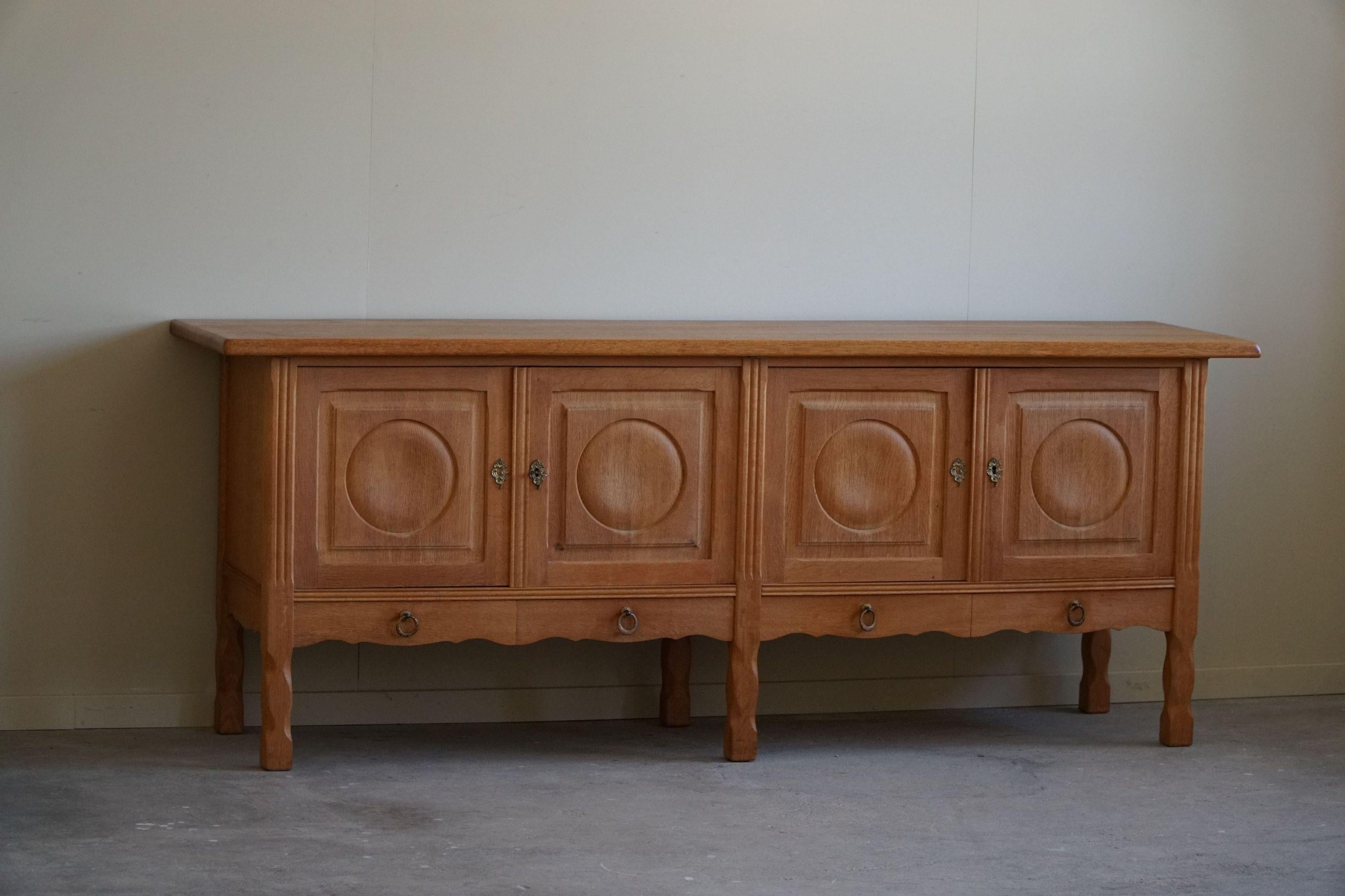 Sideboard in Oak, Mid Century, Made by a Danish Cabinetmaker, Brutalist, 1960s For Sale 8