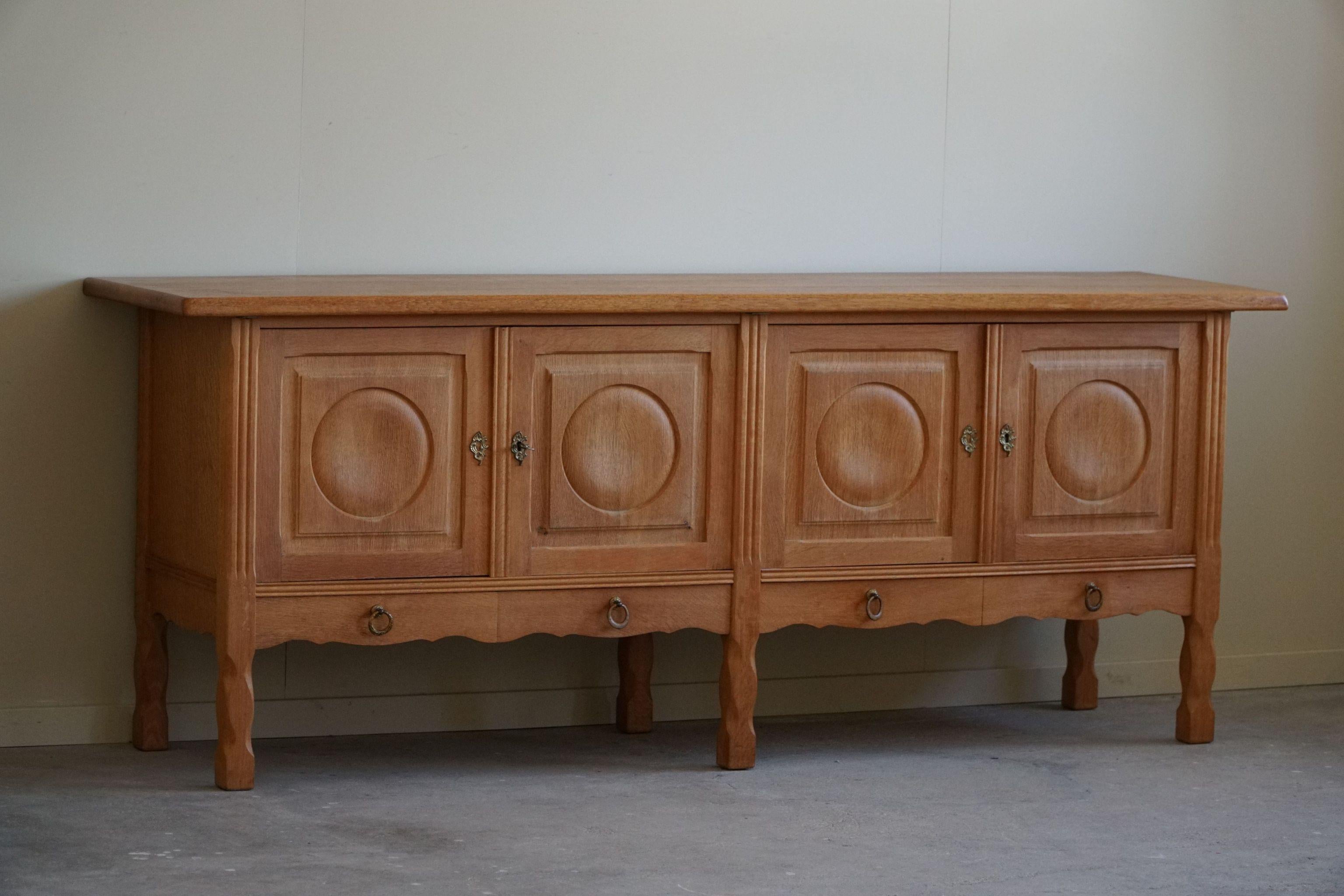 Sideboard in Oak, Mid Century, Made by a Danish Cabinetmaker, Brutalist, 1960s For Sale 9