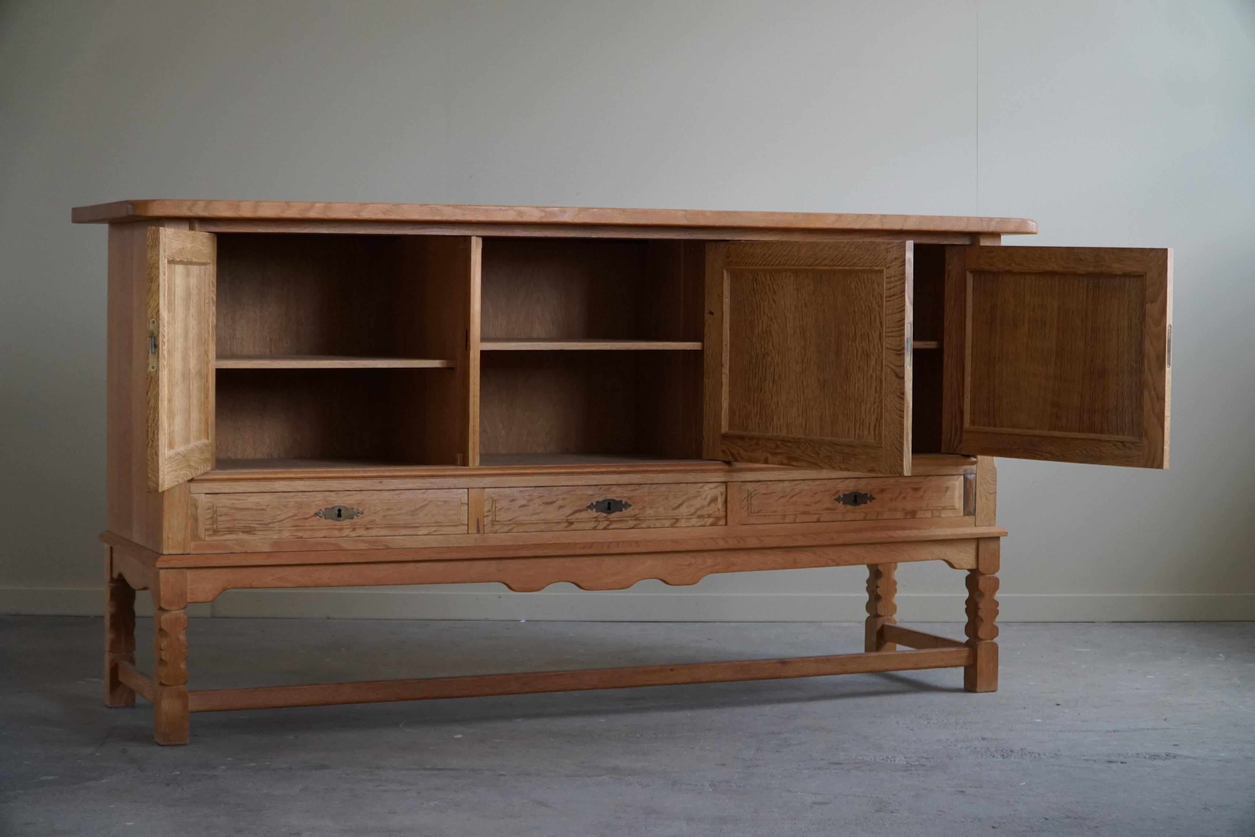 20th Century Sideboard in Oak, Midcentury, Made by a Danish Cabinetmaker, Brutalist, 1960s