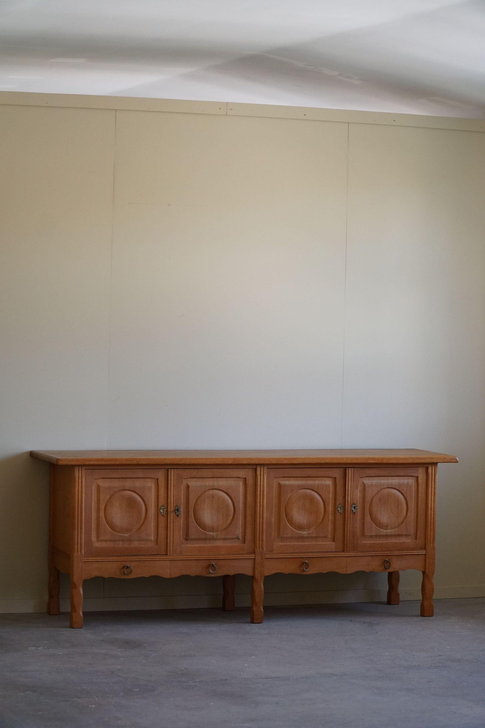 Sideboard in Oak, Mid Century, Made by a Danish Cabinetmaker, Brutalist, 1960s For Sale 1