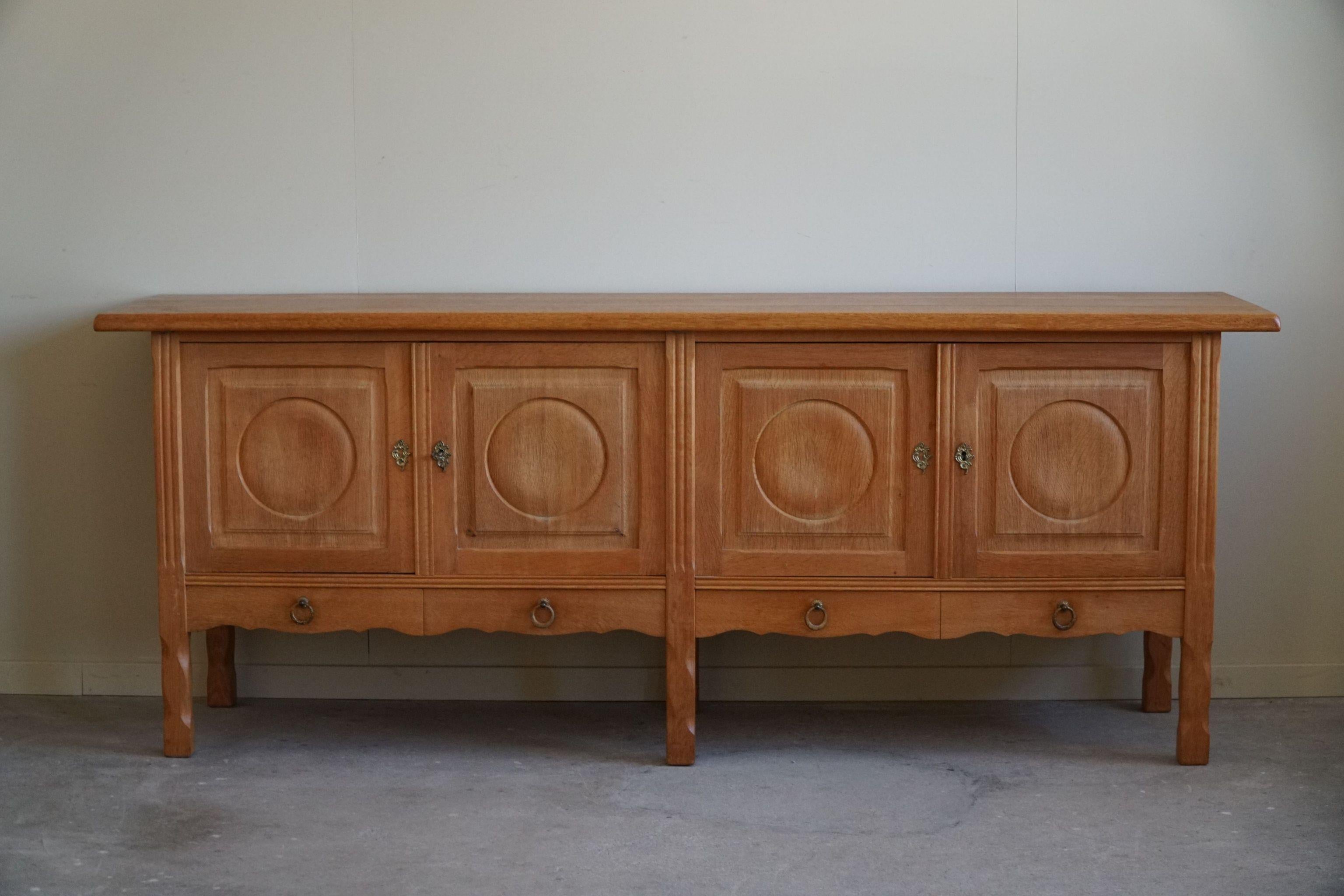 Sideboard in Oak, Mid Century, Made by a Danish Cabinetmaker, Brutalist, 1960s For Sale 3