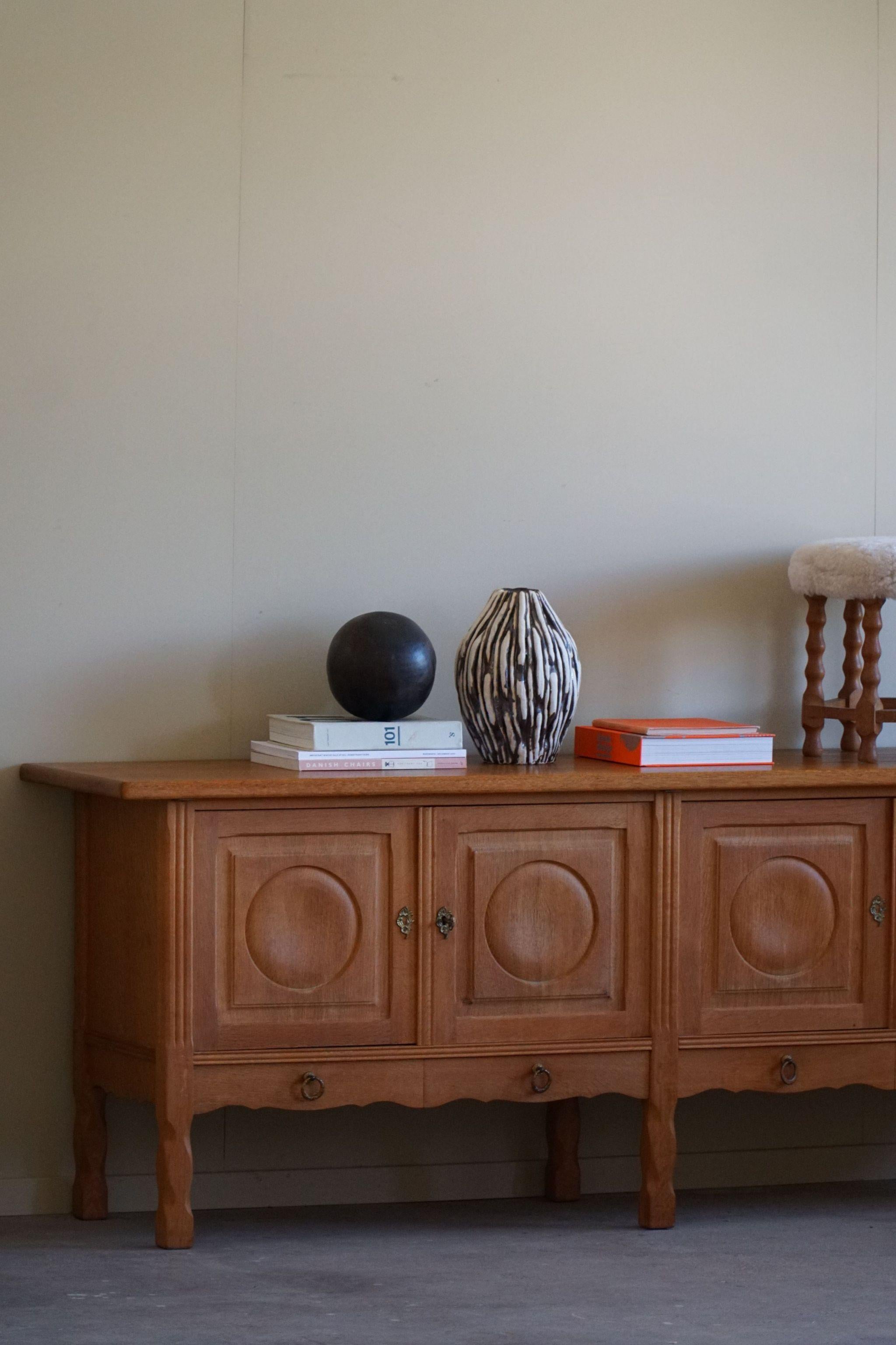 Sideboard in Oak, Mid Century, Made by a Danish Cabinetmaker, Brutalist, 1960s For Sale 4