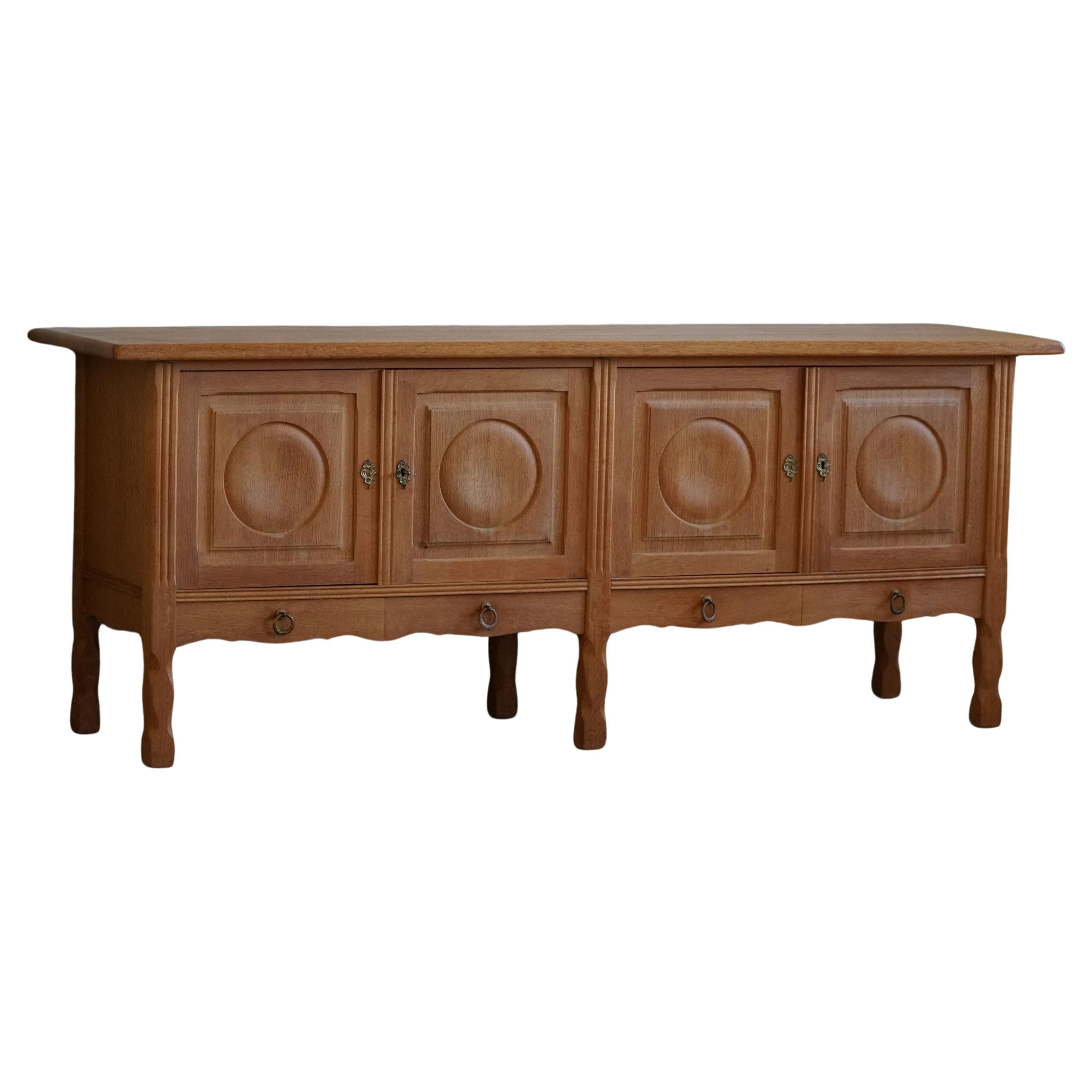 Sideboard in Oak, Mid Century, Made by a Danish Cabinetmaker, Brutalist, 1960s For Sale