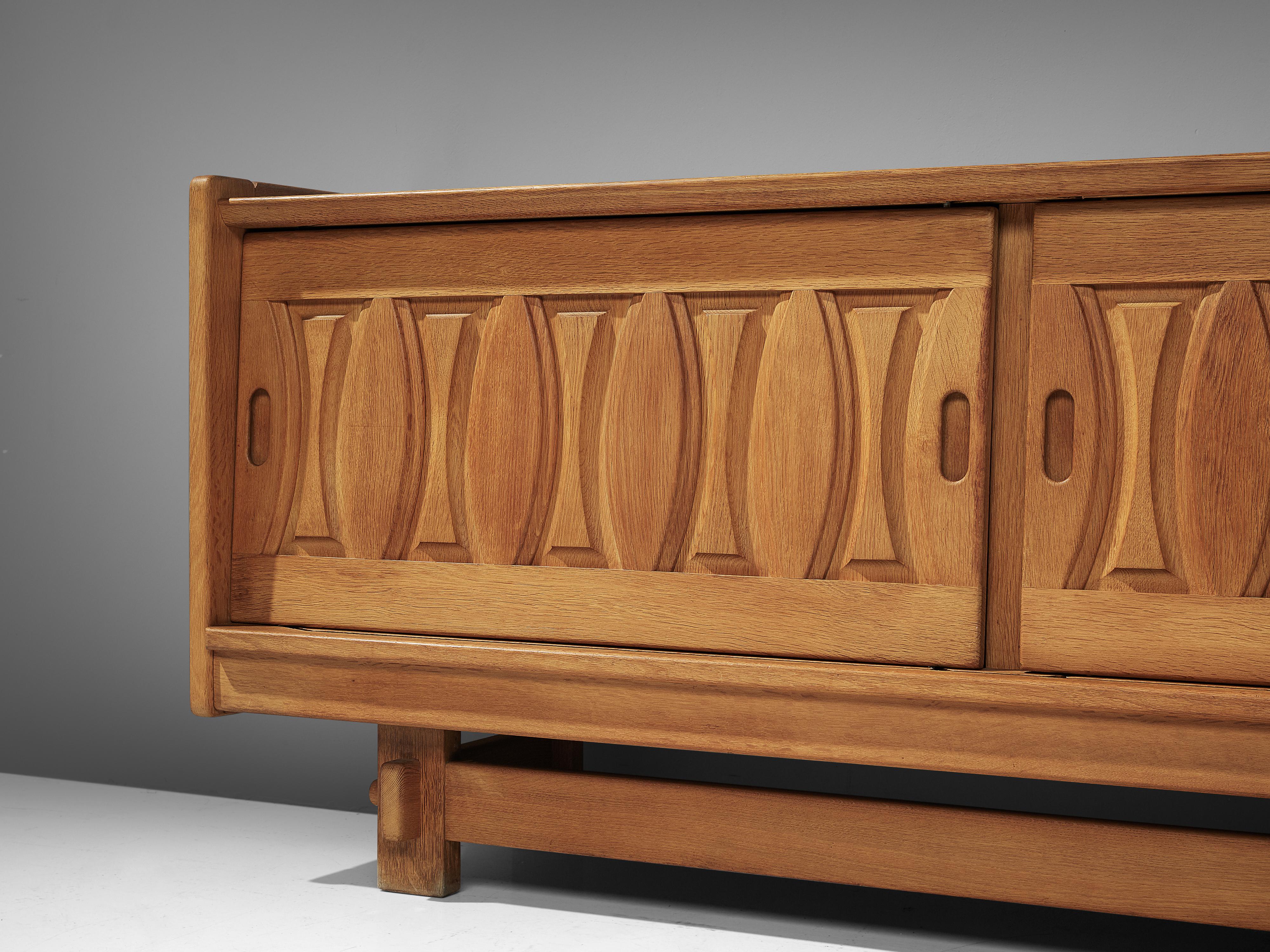 Sideboard in Oak with Ceramics by Guillerme et Chambron 1