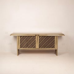 Buffet en parchemin et tissu Missoni d'Angelo Mazzola pour Salpol, 1980