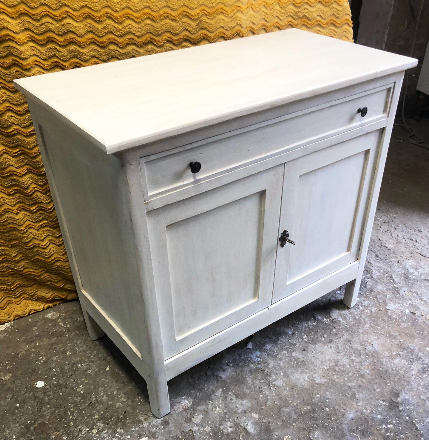 Italian Sideboard in Patinated White Tuscan Fir with Drawer