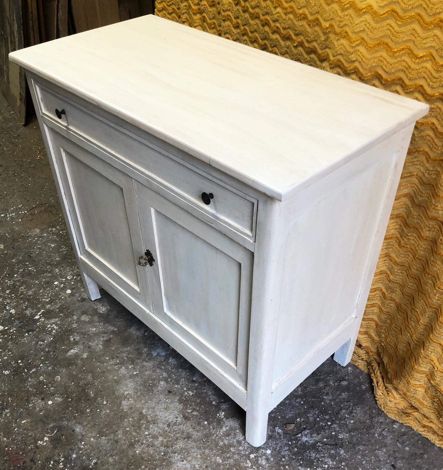 20th Century Sideboard in Patinated White Tuscan Fir with Drawer