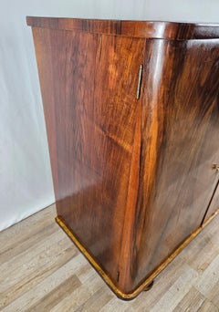 Art Deco-era walnut burl sideboard with doors and drawers