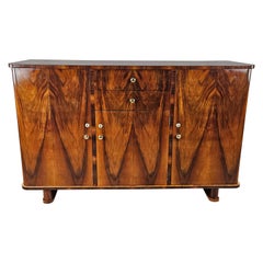 Art Deco-era walnut burl sideboard with doors and drawers
